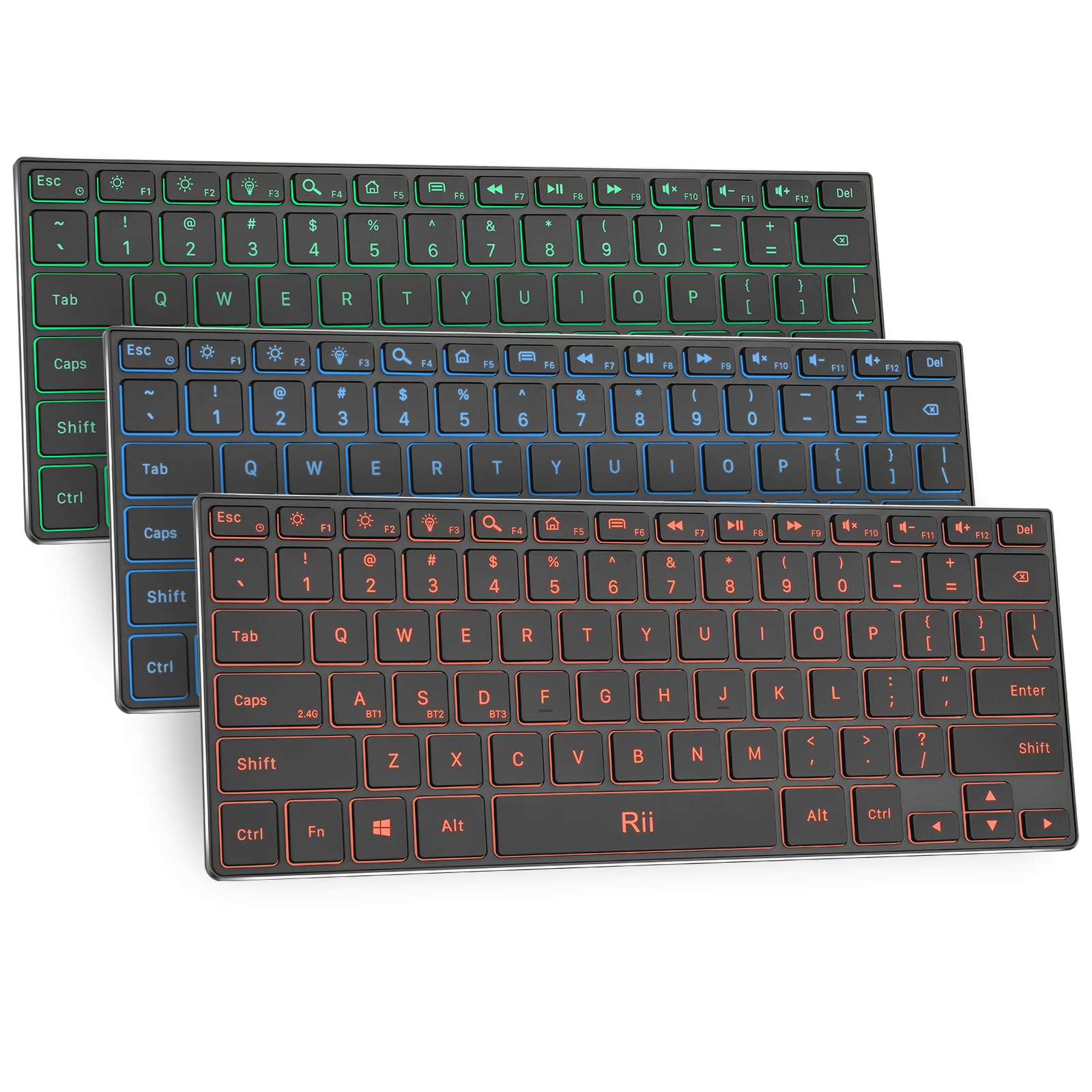 Rii Wireless Bluetooth Keyboard(2.4G+BT5.0) with Aluminum Alloy for Windows