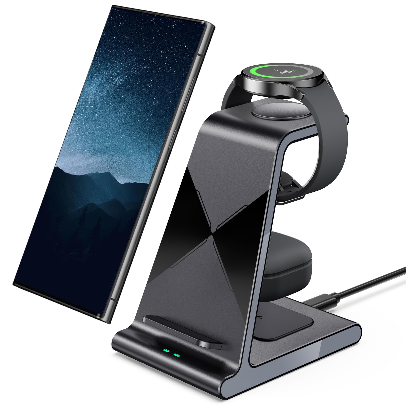 Wireless Charger for Samsung S25 Ultra, Charging Station for Galaxy S25/S25 Edge/S24 Ultra/S24+/S24/S23/S22/Note 20/Z Flip 7/Fol