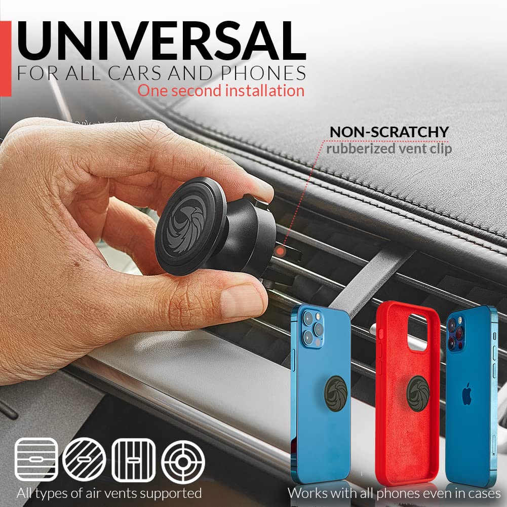 New 2025 Magnetic Cell Phone Holder For Car Vent? All-Metal ?- For Any Smartphone (Iphone, Android, Gps) | Stylish All-Metal One