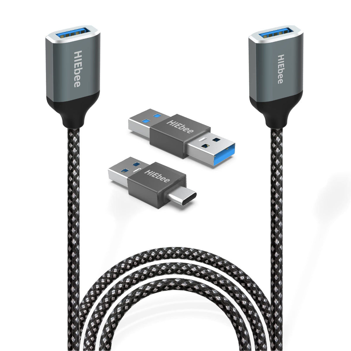 Ebeetech 3.3Ft Usb 3.0 To Extension Cable Female Cord, A Male Adapter, C Adapter Extended Compatible With Mouse, Keyboard, Lapto
