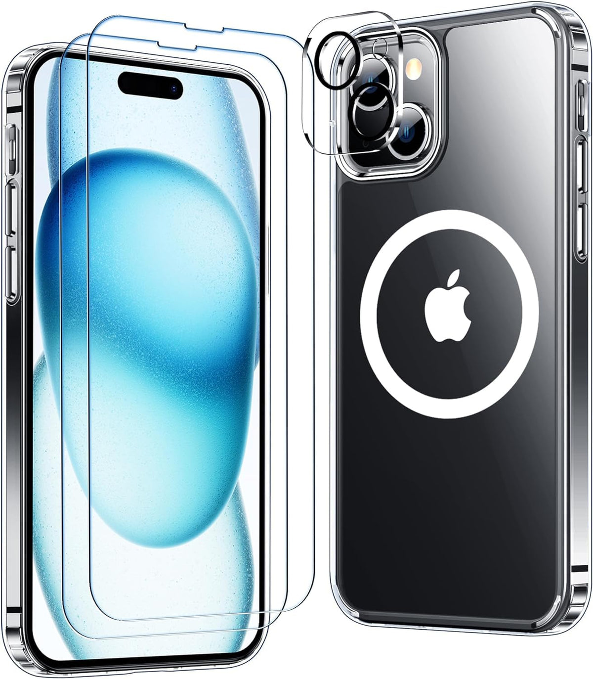 Red2Fire Magnetic For Iphone 15 Plus Case For Iphone 14 Plus Case Clear, [Compatible With Magsafe][2X Glass Screen Protector+Cam