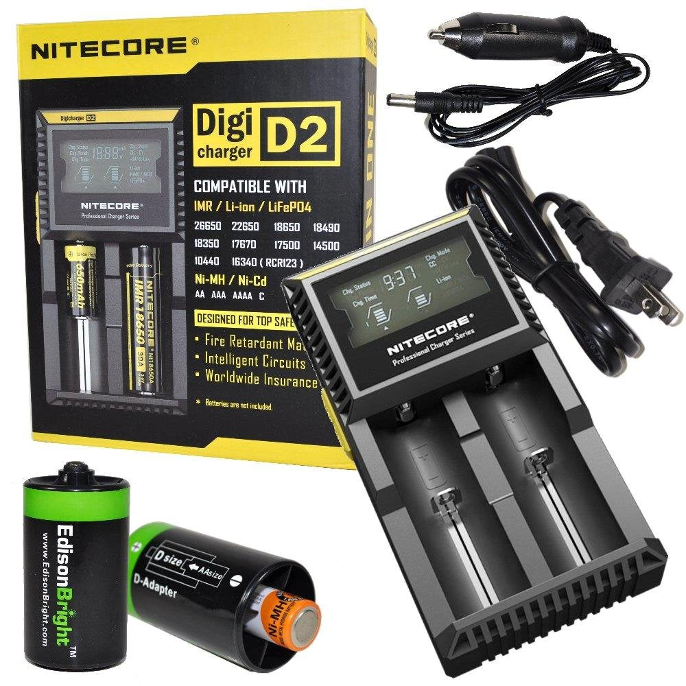 Nitecore D2 Smart Charger 2015 Version With Lcd Display For Li Ion, Imr, Lifepo4 26650 22650 18650 17670 18490 17500 18350 16340