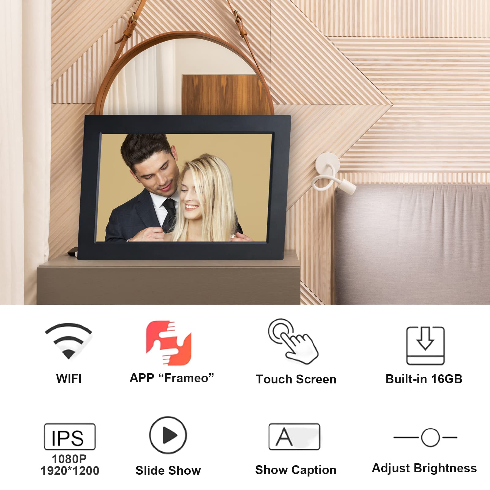 Wifi Digital Photo Frame 10.1 Inch Picture Frame With 16 Gb Storage, 1920 * 1200 Ips Touch Screen Hd Display Smart Digital Frame