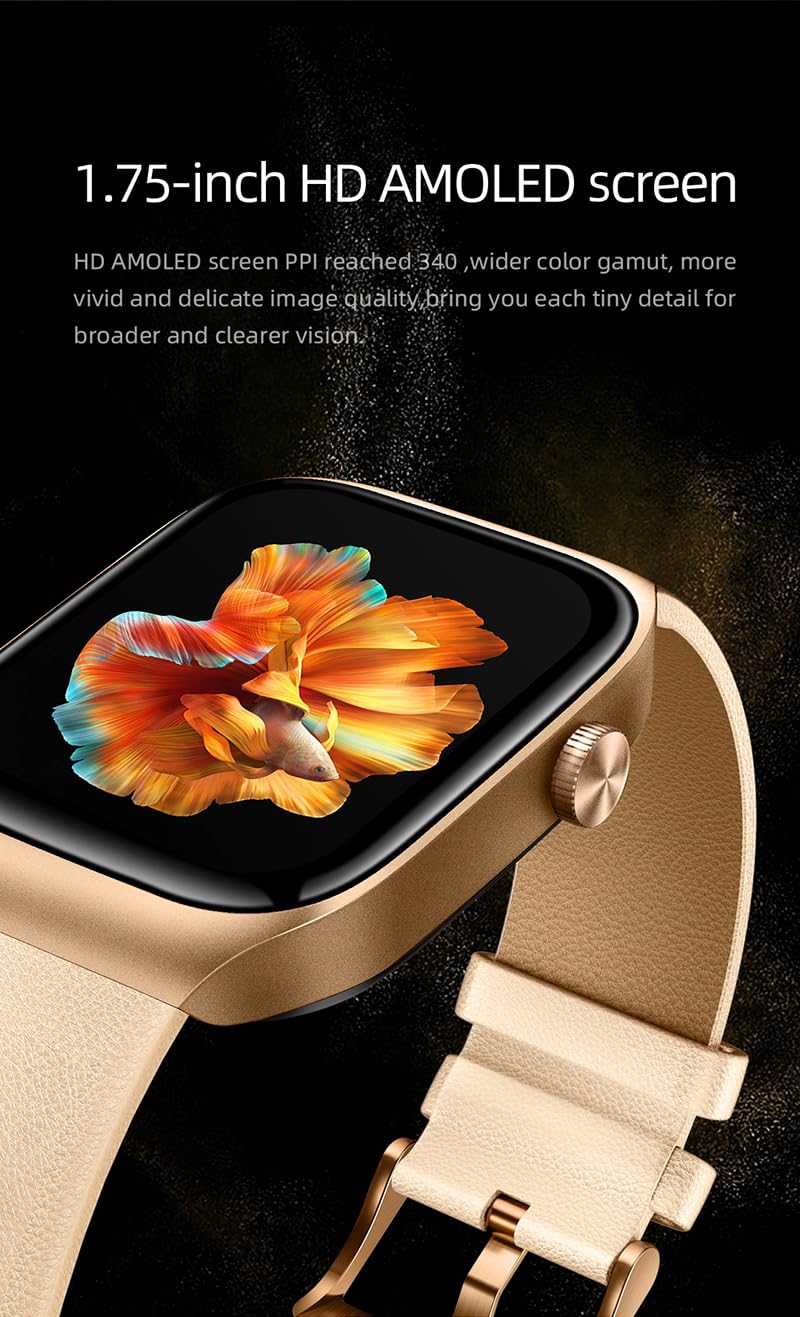 Mibro T2 Smart Watch For Android Iphone, 2Atm Waterproof Gps Satellite Positioning Fitness Tracker With 1.75    Screen,10-Day Ba