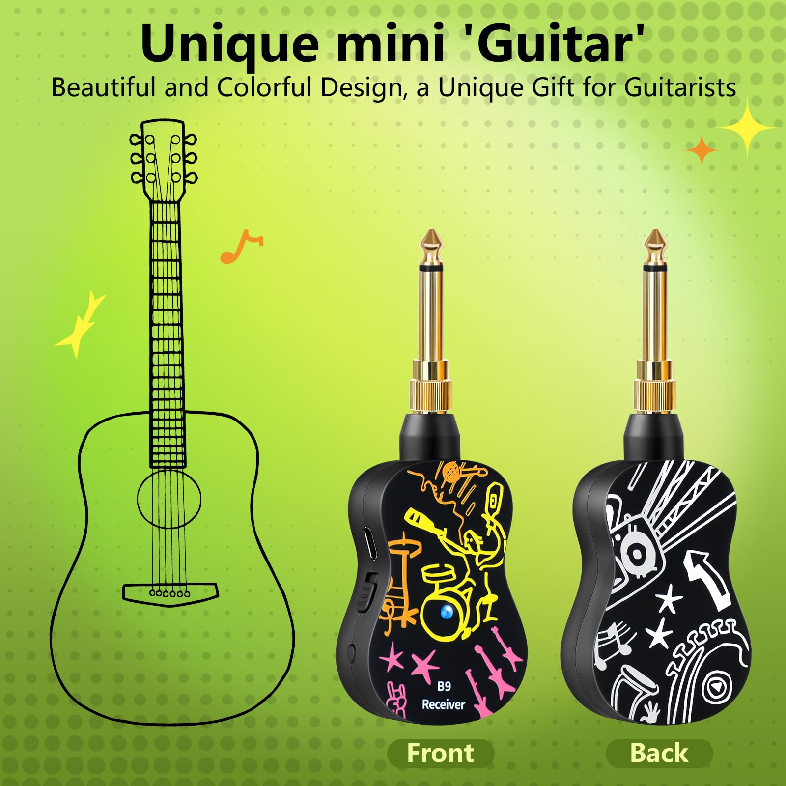 Ingpartner B9 Wireless Guitar Transmitter Receiver System 2.4Ghz Audio Transmitter And Receiver For Electric Guitar Bass Violin