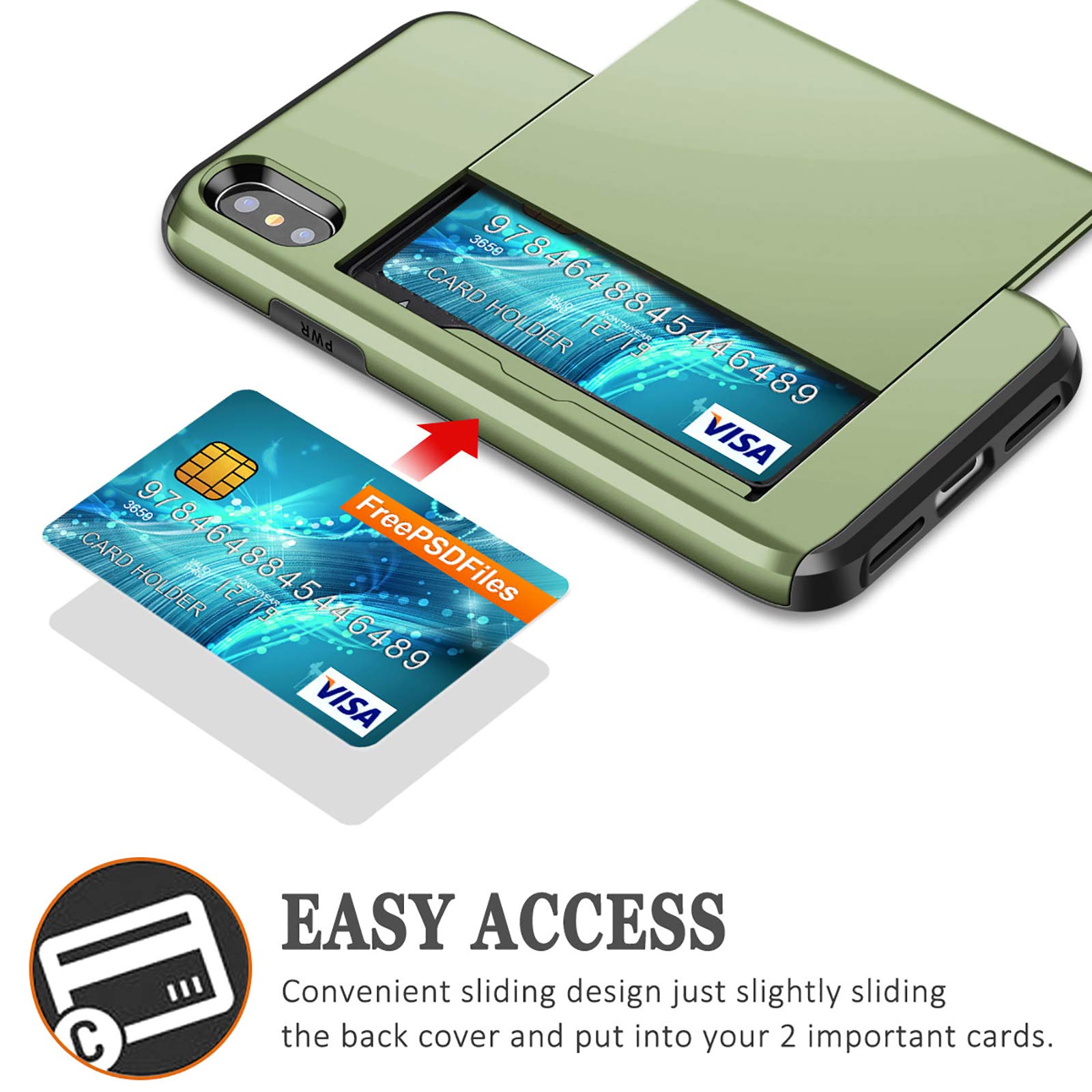 Samonpow For Iphone X/Xs Case Wallet Card Holder For Iphone 10 Case Wallet Card Holder Heavy Duty Shockproof Bumper Phone Case C