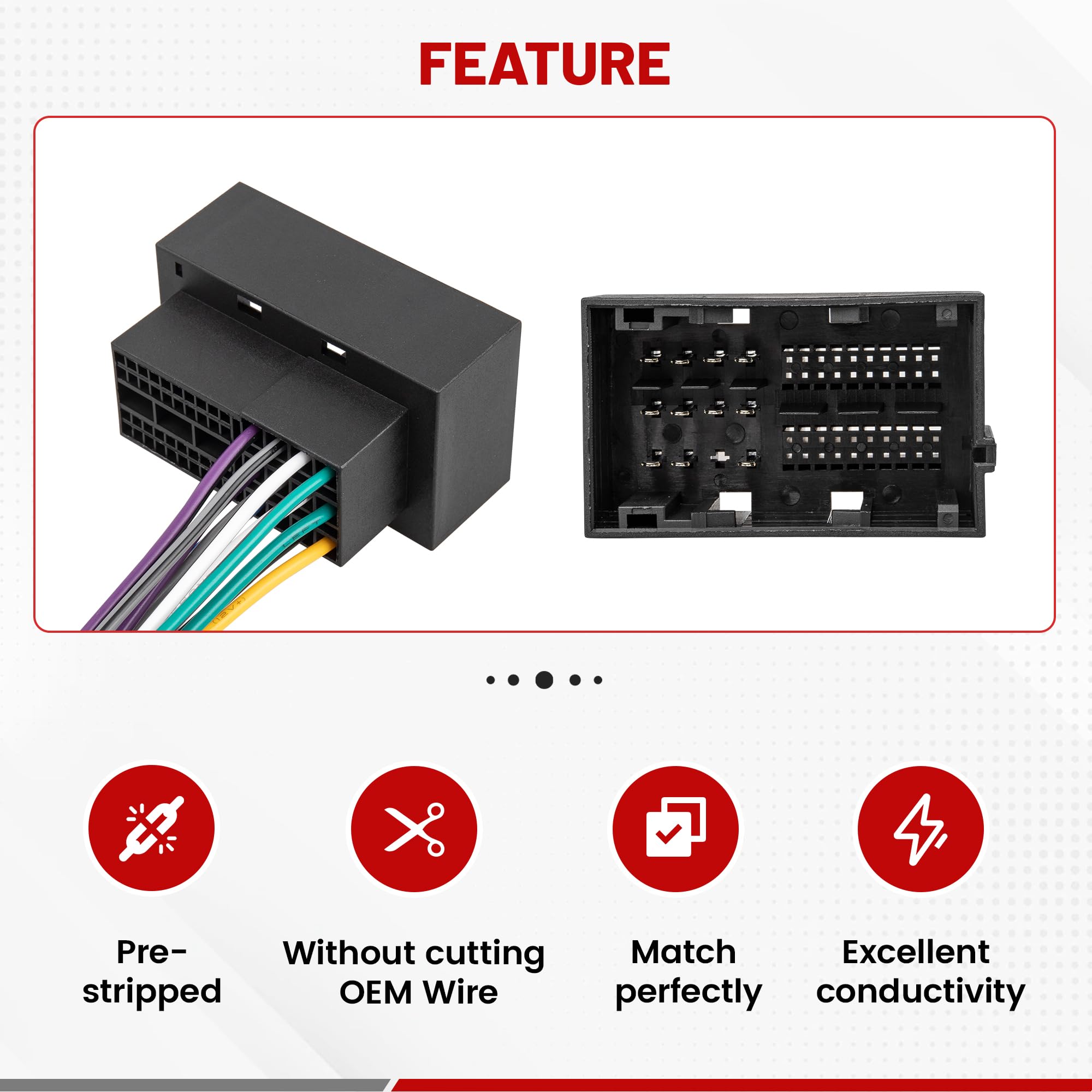 Red Wolf Stereo Wiring Harness Antenna Adapter Fit For 2013 2019 Dodge Ram, Jeep 2014 2020, Chrysler 2015 2020 Aftermarket Radio