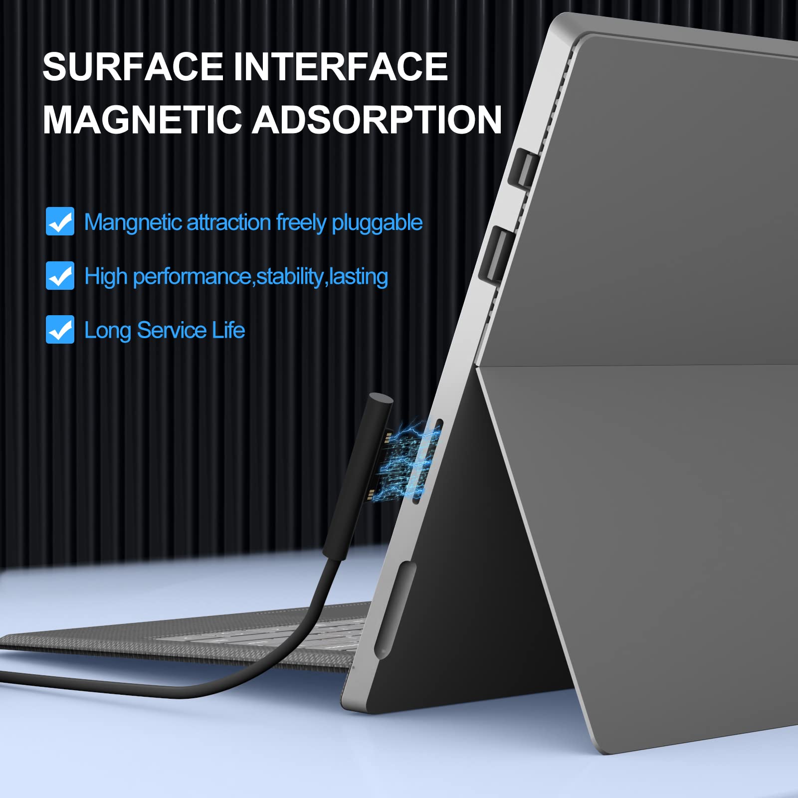 Surface Pro Charger 65W, Surface Laptop Charger For Microsoft Surface Pro 9/8/7+/7/6/5/4/3/X, Surface Laptop 5/4/3/2/1/Studio, S