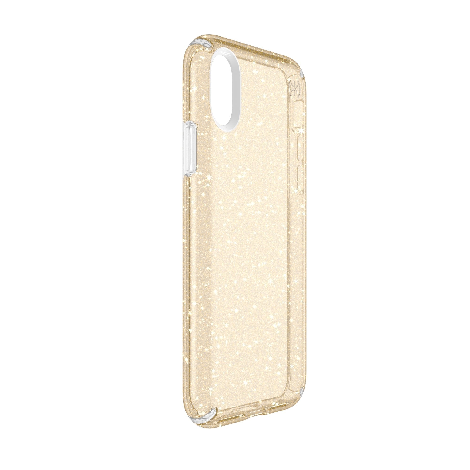 Speck Iphone Xs Presidio Clear + Glitter Case, Scratch Resistant Impactium 8 Foot Drop Protected Iphone Case That Resists Uv Yel