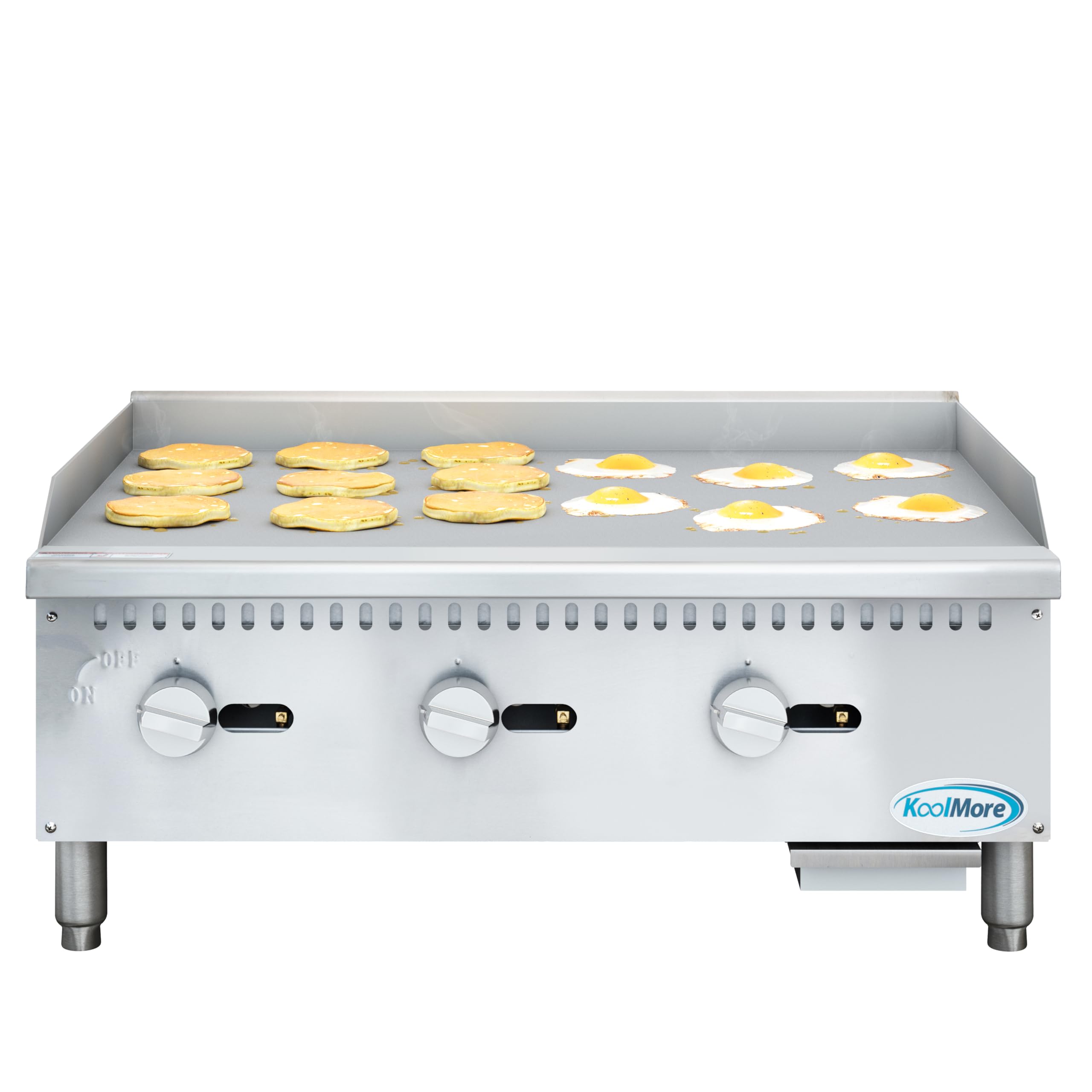 KoolMore 36 in. Natural Gas 3-Burner Griddle with 90,000 BTU in Stainless-Steel, ETL LIsted (KM-GG3-36M)
