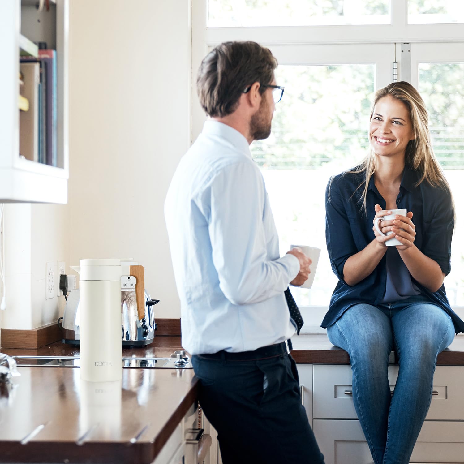 Duiera 51 Oz Coffee Carafe Double Walled Thermal Carafe Stainless Steel Thermos Pot, 1.5 L Beverage Dispenser Keeping Hot/Cold