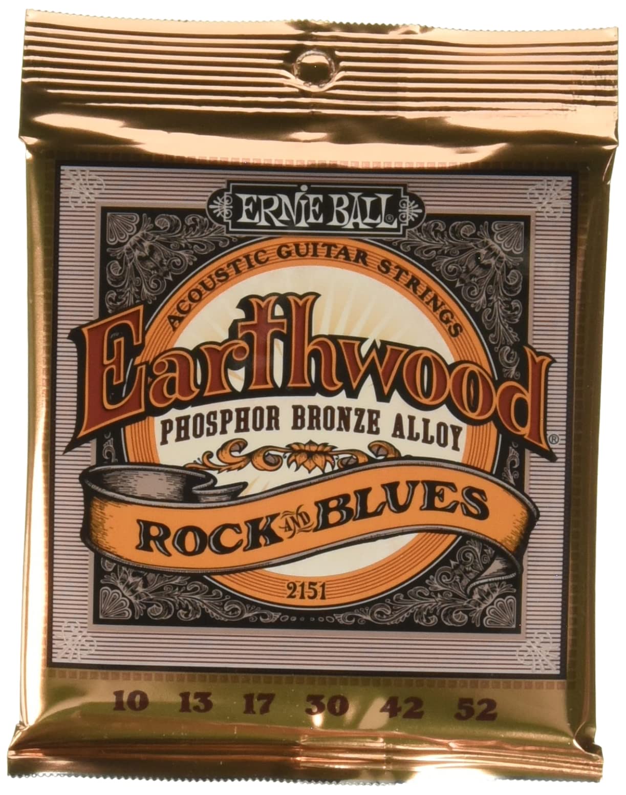 Ernie Ball Earthwood Rock & Blues Phosphor Bronze Acoustic Guitar Strings 3-pack, 10-52 Gauge (P03451)