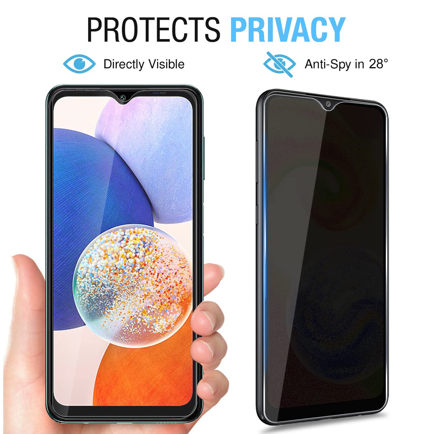 Anbzsign (2+2 Packs For Samsung Galaxy A14 5G Privacy Tempered Glass Screen Protector And Camera Lens Protector, Anti Spy 9H Har