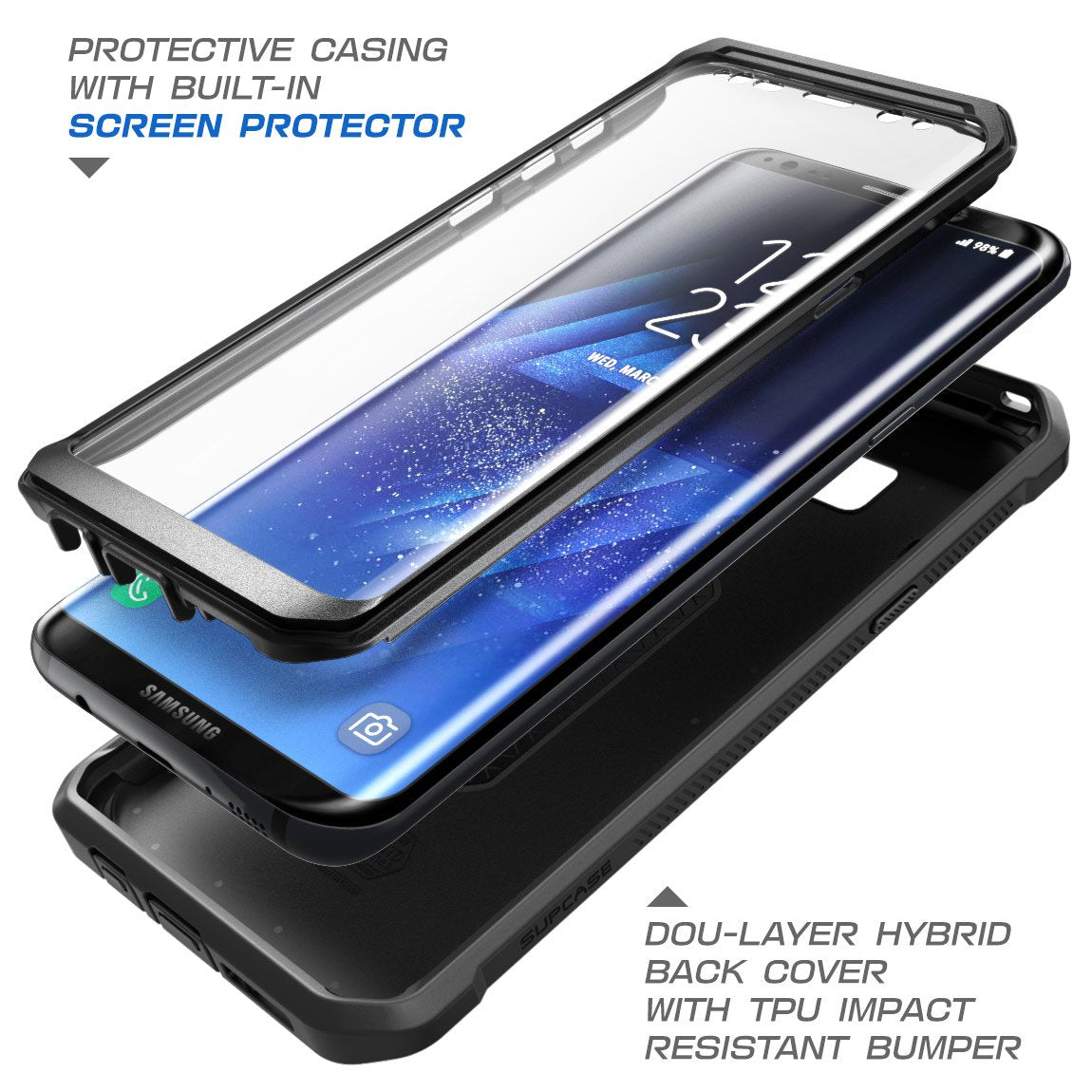 Supcase Unicorn Beetle Pro Series Phone Case For Samsung Galaxy S8 Plus, Full Body Rugged Holster Case With Built In Sp For Gala