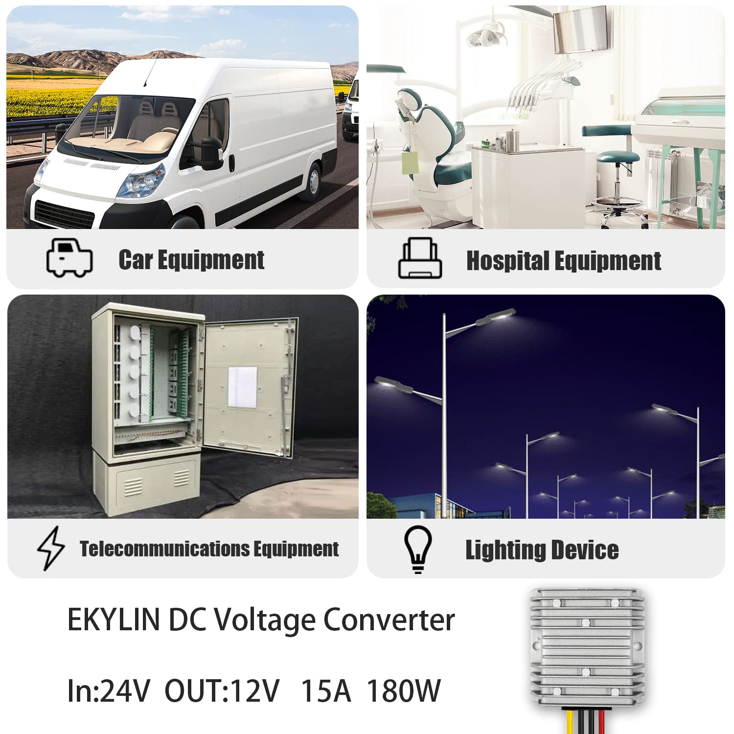 Dc 24V To Dc 12V Step Down 15A 180W Truck Car Power Supply Adapter Converter Reducer Regulator For Auto Car Truck Vehicle Boat S