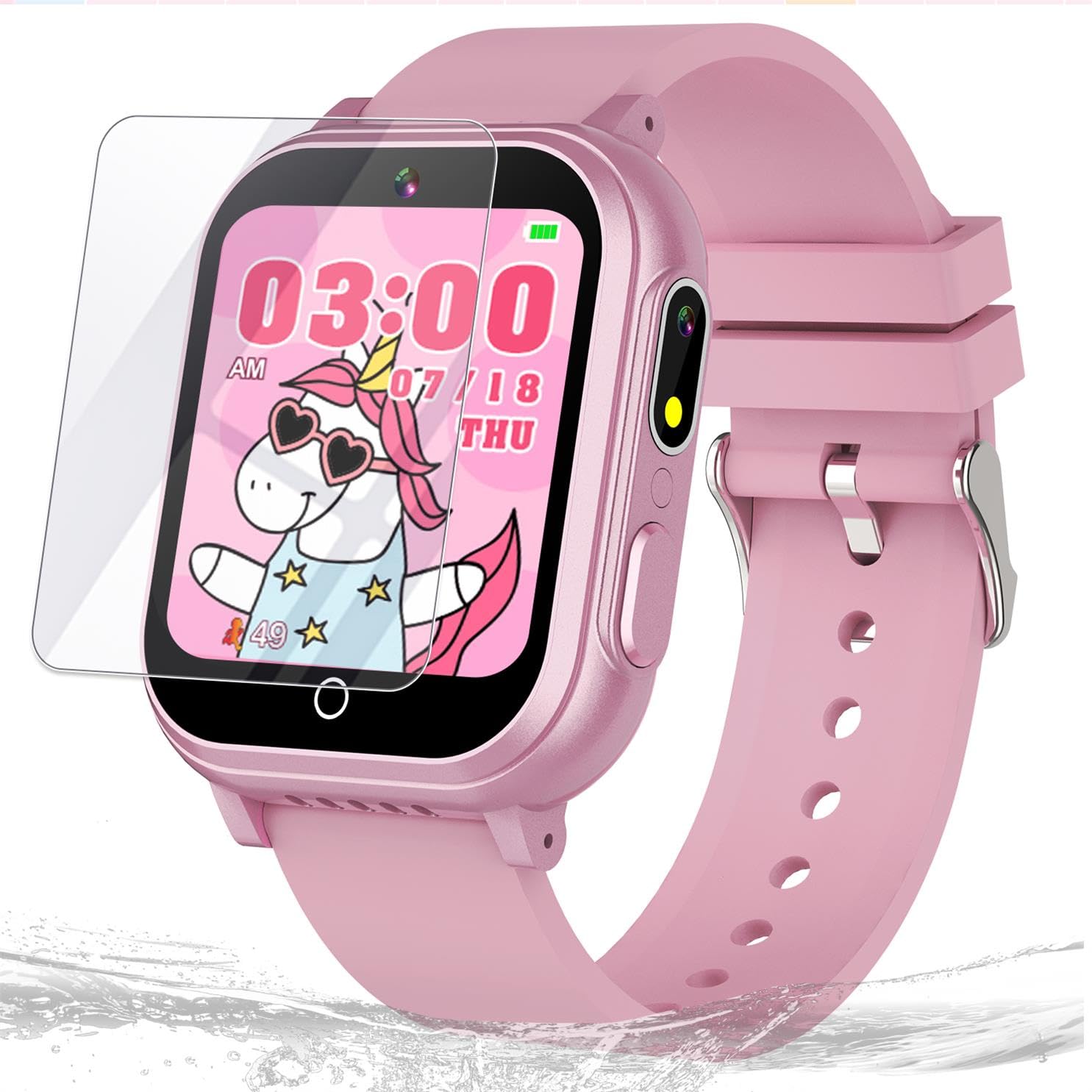 Cosjoype Kids Waterproof Smart Watch, 32 Games Hd Touchscreen Kids Watch With Dual Camera Video Music Player Pedometer Flashligh