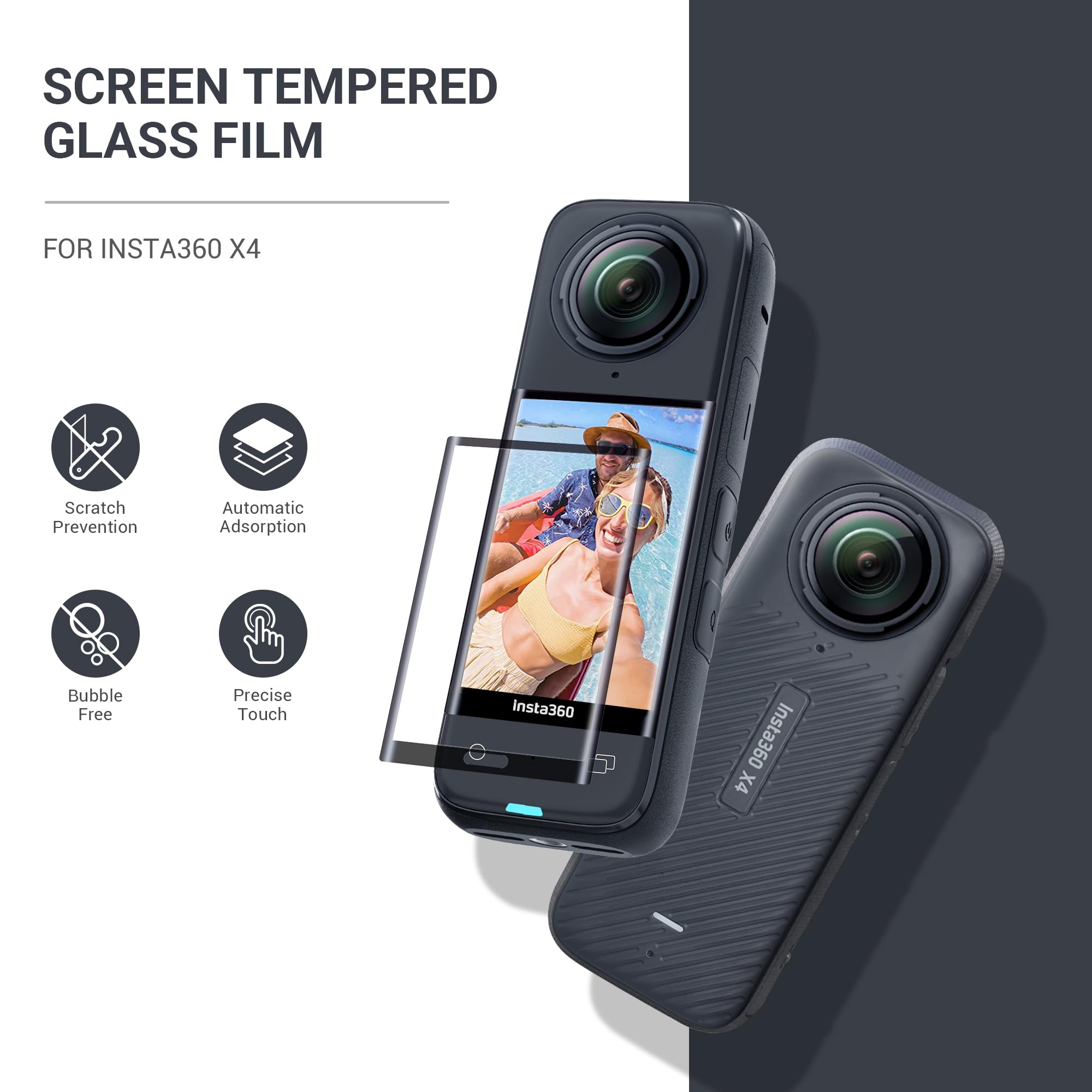 Cynova Insta 360 X4 Screen Protector For Insta360 X4 Accessories, Ultra Hd Tempered Film Glass Screen Protector For Insta360 X4 Camera, 9H Hardness, Scratch Resistant 2 Pack