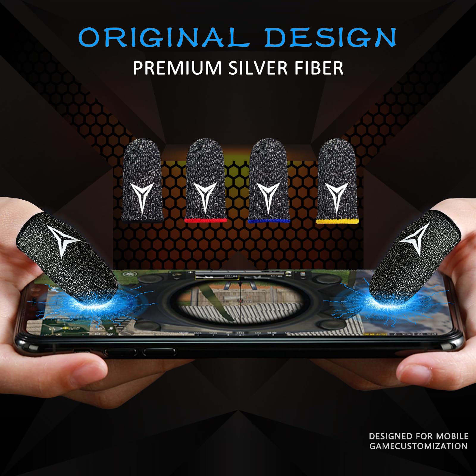 8 Pack Gaming Finger Sleeves For Mobile Gaming, 0.3Mm Silver Fiber, Smooth Operation, Anti Sweat, Extremely Thin, Nuozme Finger