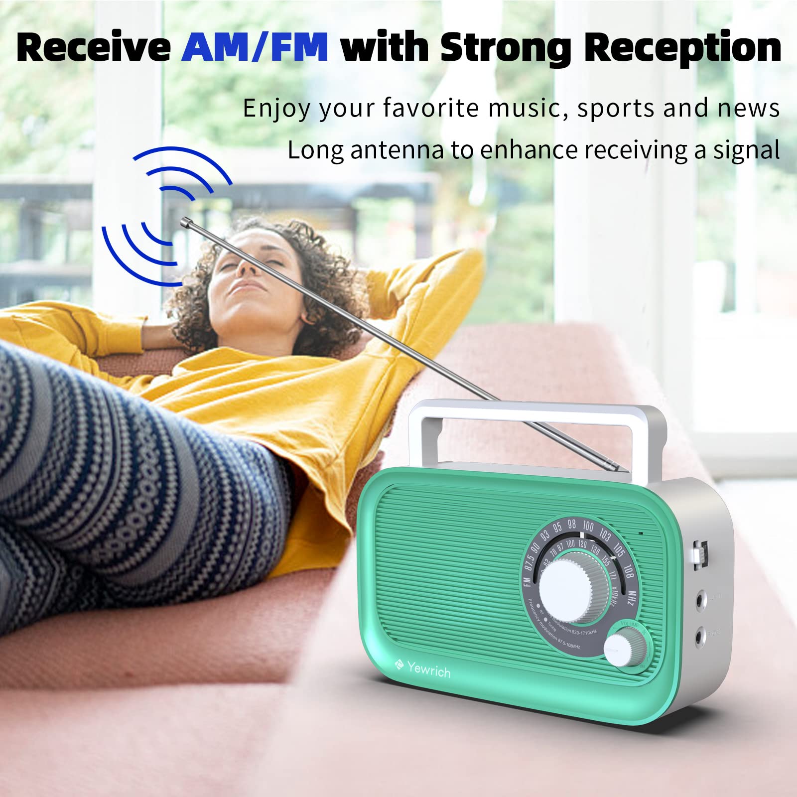 Portable Am/Fm Radio With Bluetooth, Battery Operated Transistor Analog Radio Or Ac Powered With Best Reception, Big And Precise