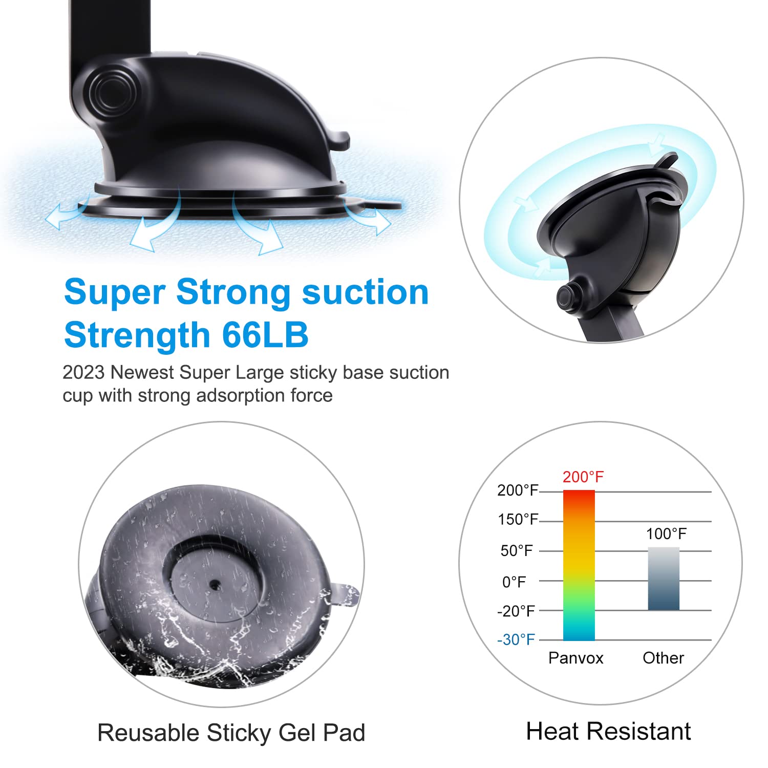 Magnetic Phone Car Mount, Universal Dashboard Windshield Car Phone Mount Holder With Upgraded 3.2'' Suction Cup,8 Strong Magnets