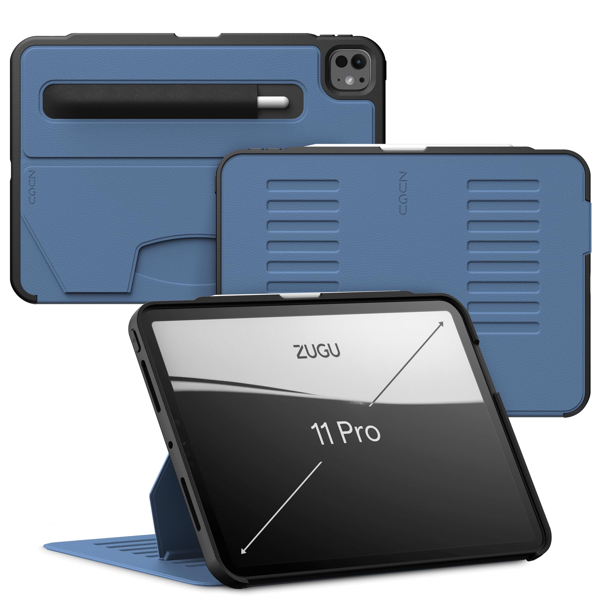Zugu Case for iPad Pro 11 (M4) 2024, Slim Protective Cover with Apple Pencil Holder, Auto Wake/Sleep, Multiple Viewing Angles  