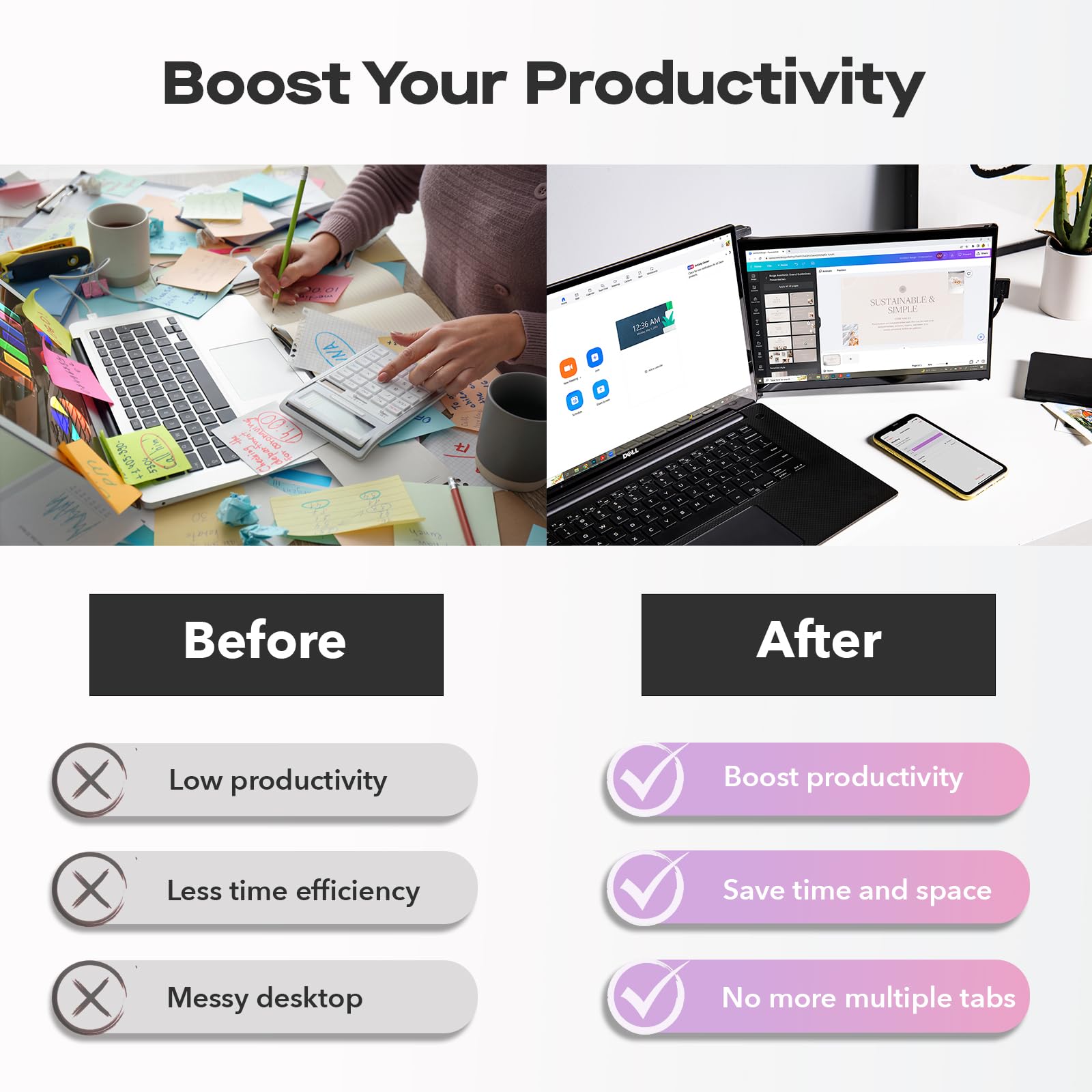 Mobile Pixels Duex Max Ds 14.1'' Laptop Monitor Extender, Full Hd Fhd 1080P Portable Monitor,Usb Type C/Hdmi Port For 14 17 '' L