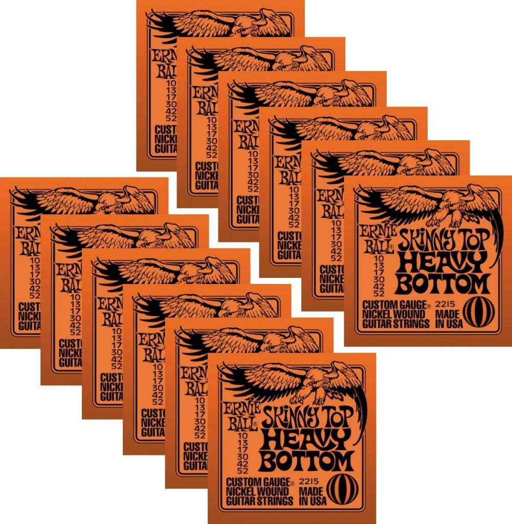 Bulk 12 Sets, Ernie Ball, Electric Guitar Strings, Nickel Wound, Skinny Top Heavy Bottom Gauge (10 52)