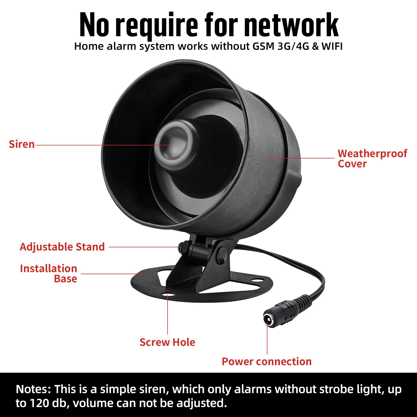 Kerui Indoor/Outdoor Security Alarm System Kit,Wireless Weatherproof Siren Horn With Remote Control And Door Contact Sensor Burg