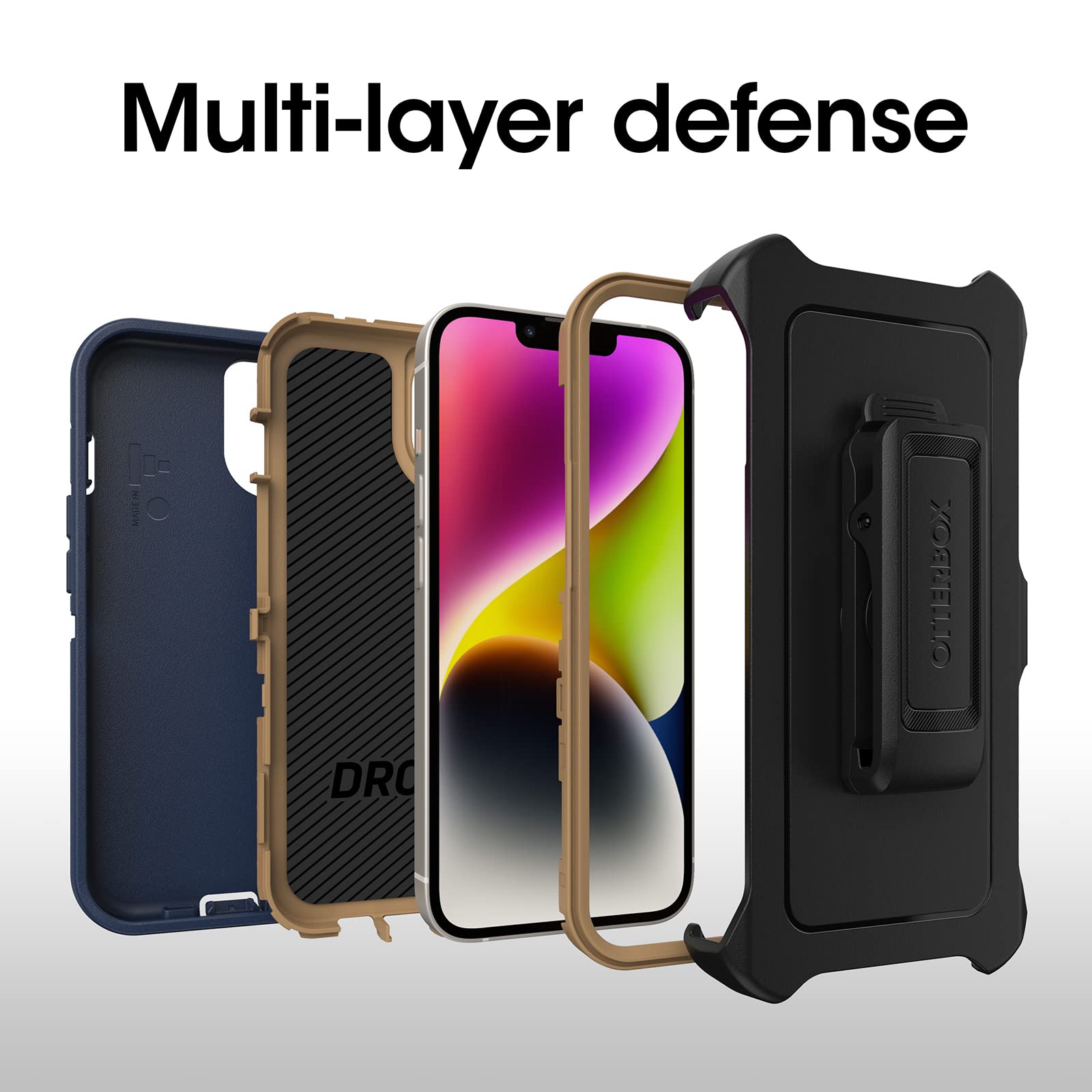 Otterbox Iphone 14 Plus Defender Series Case   Blue Suede Shoes (Blue), Rugged & Durable, With Port Protection, Includes Holster