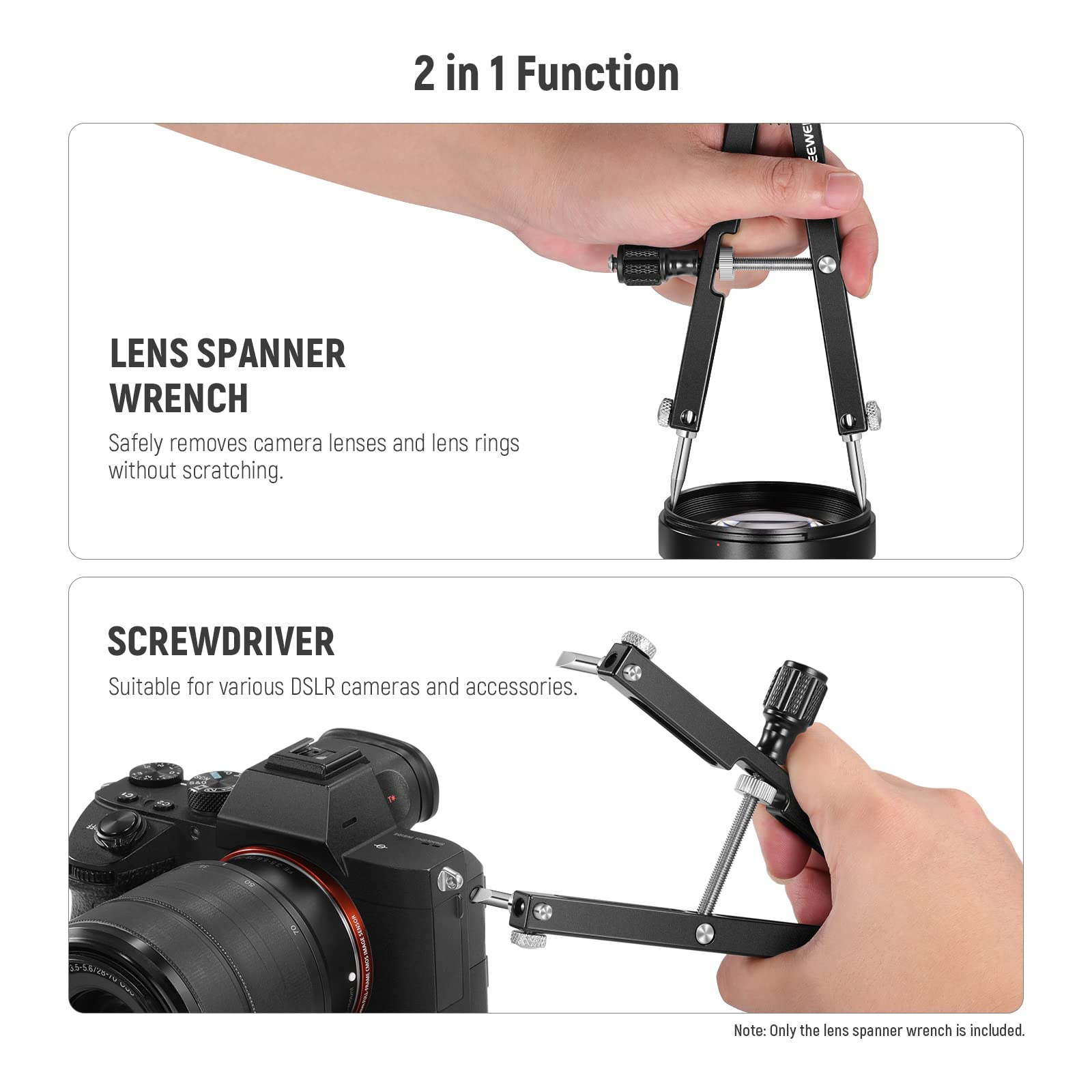NEEWER V Shaped Lens Opener Tool Kit 10-90mm Opening 3 Tips for DSLR Lenses HW-24