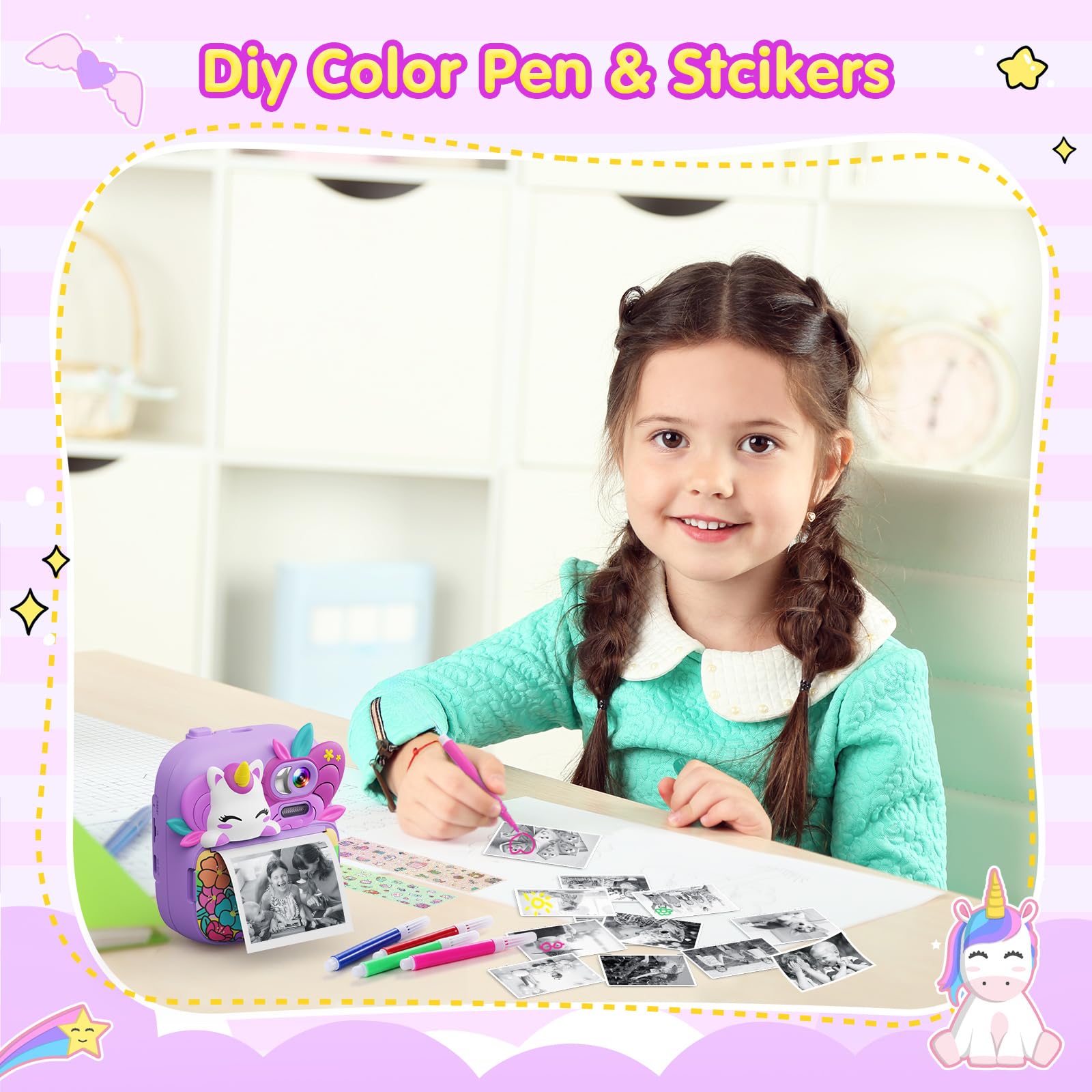 Kids Camera Instant Print, Camera For Kids With Printable Photos, Toddler Camera Toys For Children Ages 3 14, Digital Camera For