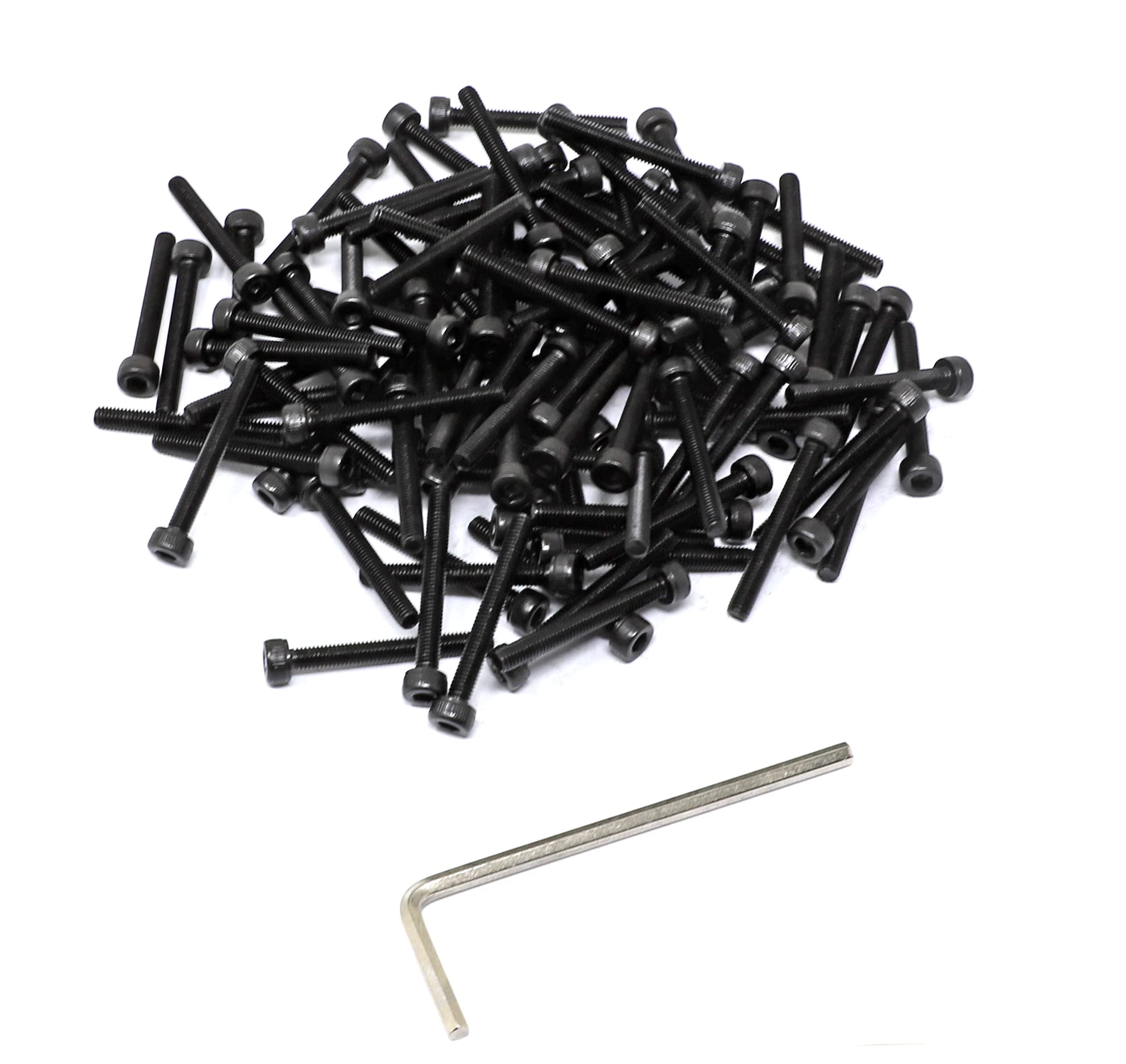 Iexcell 100 Pcs M3 X 25 Thread Pitch 05 Mm Alloy Steel 129 Grade Hex Socket Head Cap Screws Bolts Kit, Black Oxide Finish