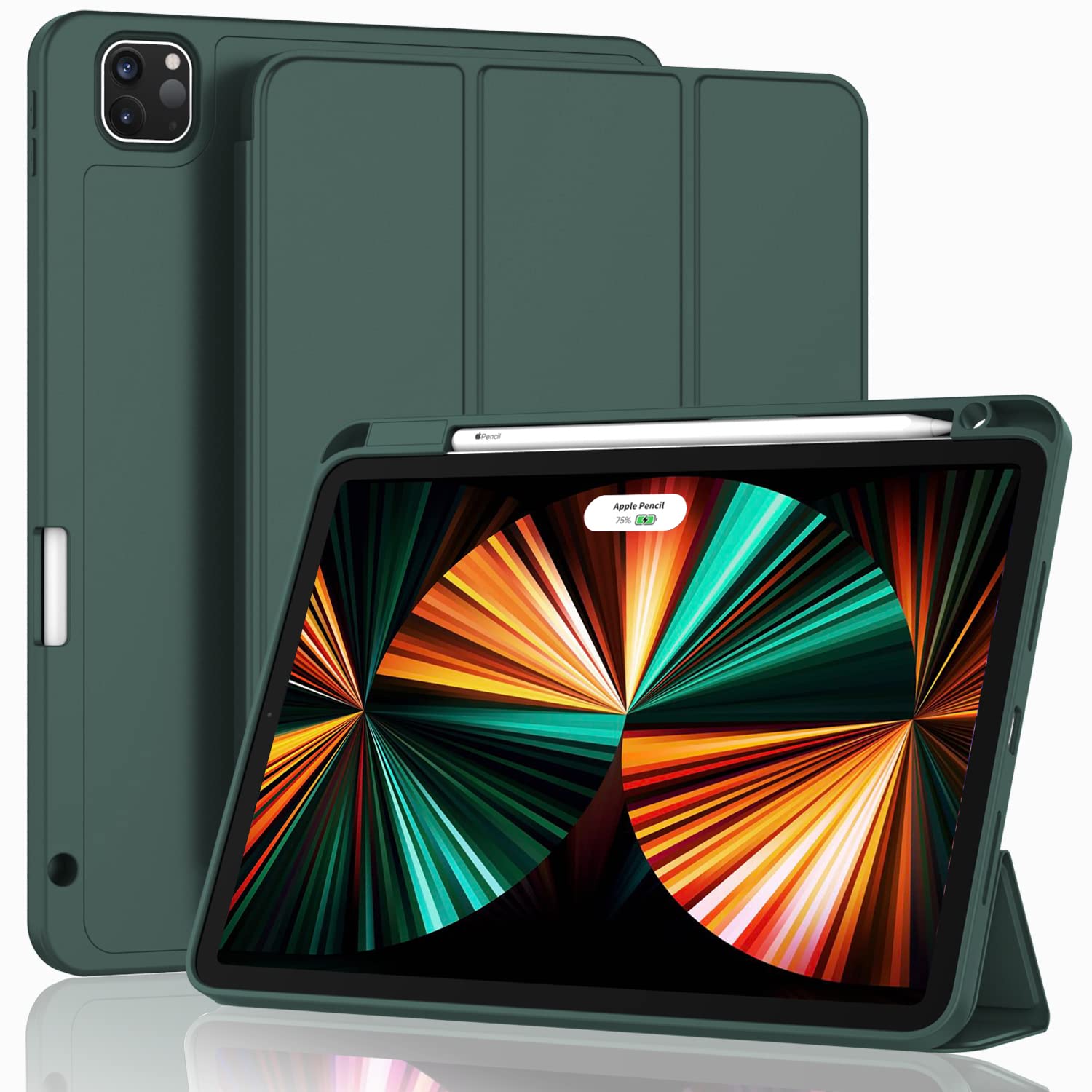Zryxal New Ipad Pro 12.9 Inch Case 2022/2021/2020(6Th/5Th/4Th Gen) With Pencil Holder,Smart Case [Support Touch Id And Auto Wake