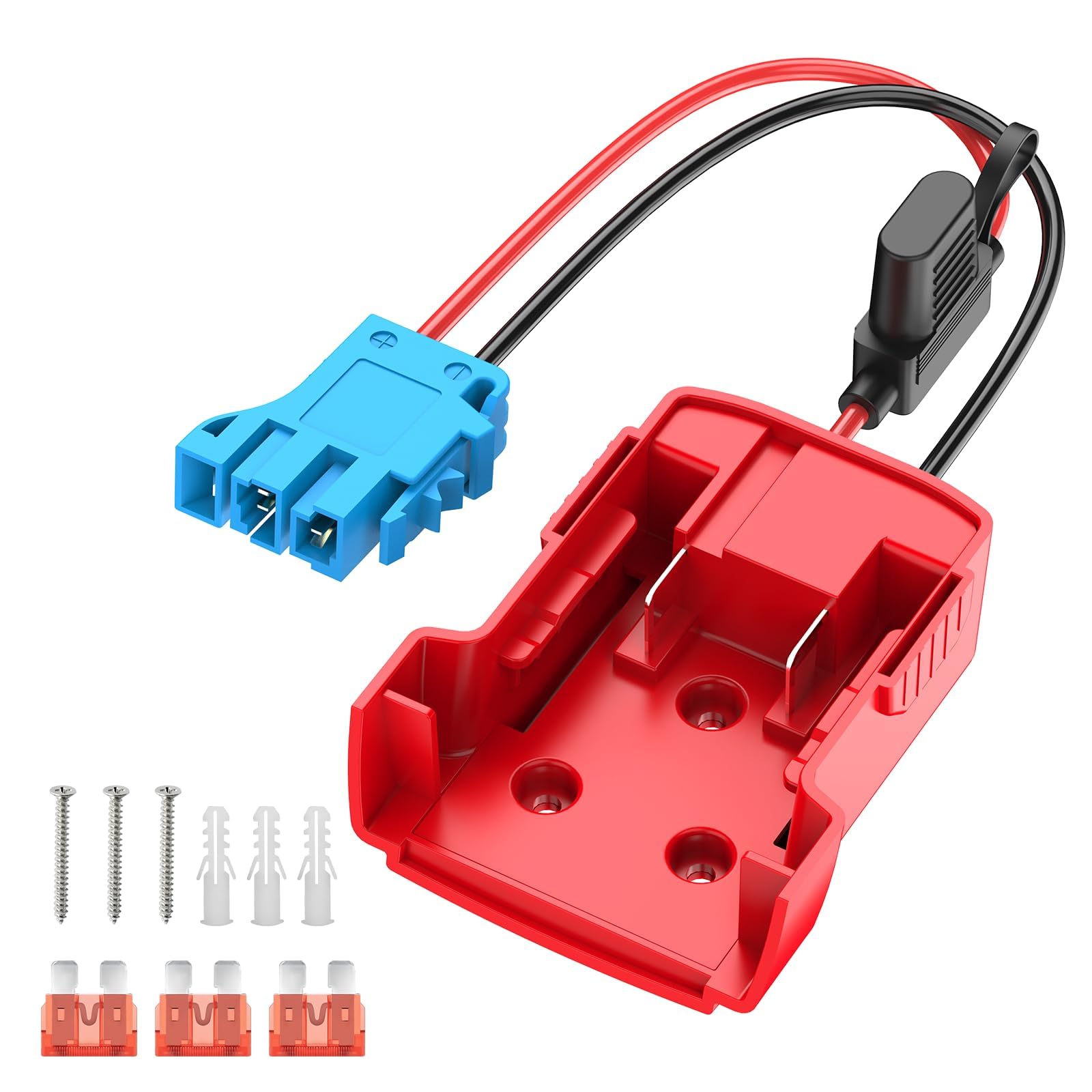 Kzreect Battery Adapter Compatible With Milwaukee 18V Battery, Conversion Kit With Fuse Holder And Wire Harness Connector Compat
