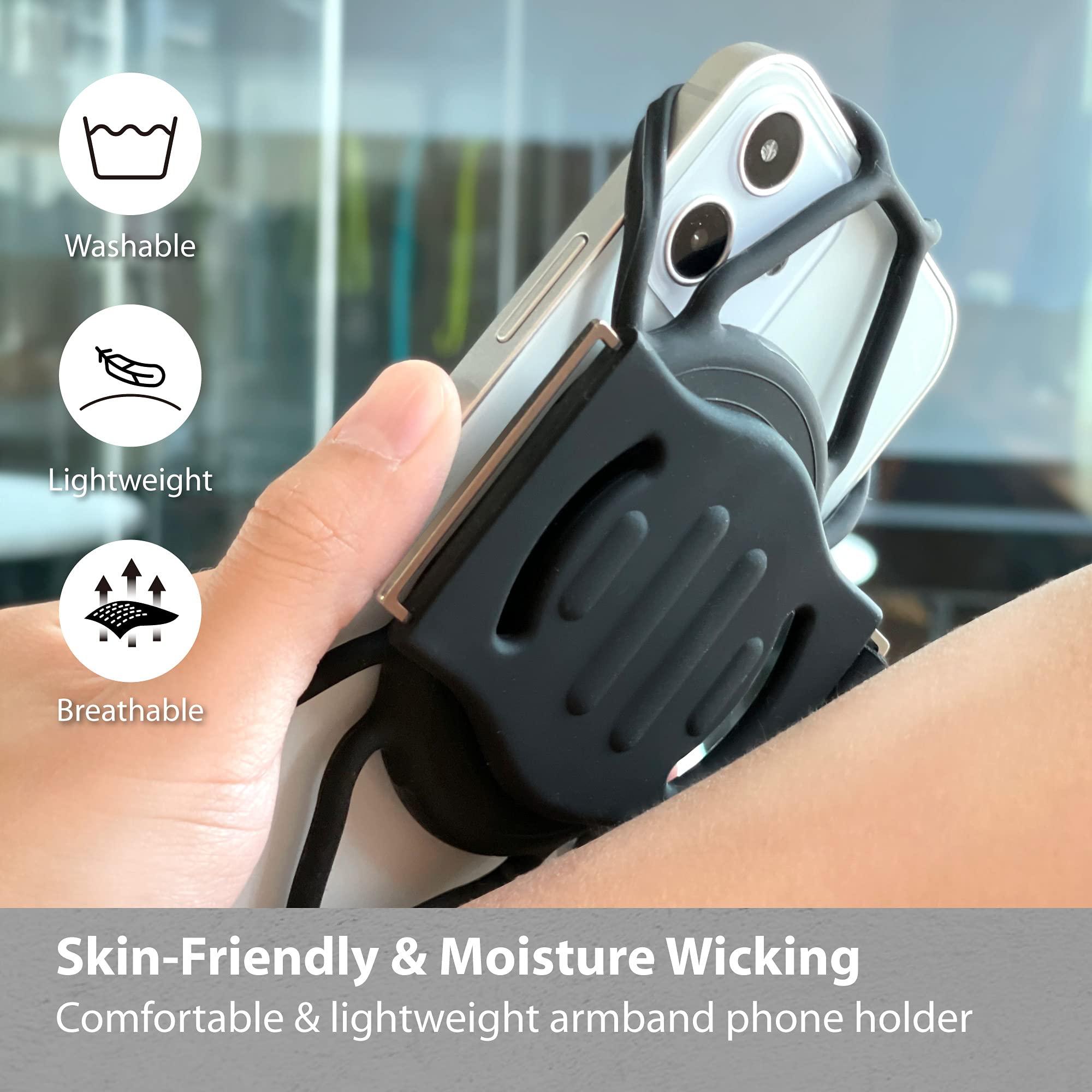 Bone Run + Bike Tie Connect Kit 1, 2-In-1 Running & Bike Phone Holder, Detachable & Rotatable 360 Sport Armband & Phone Mount Co