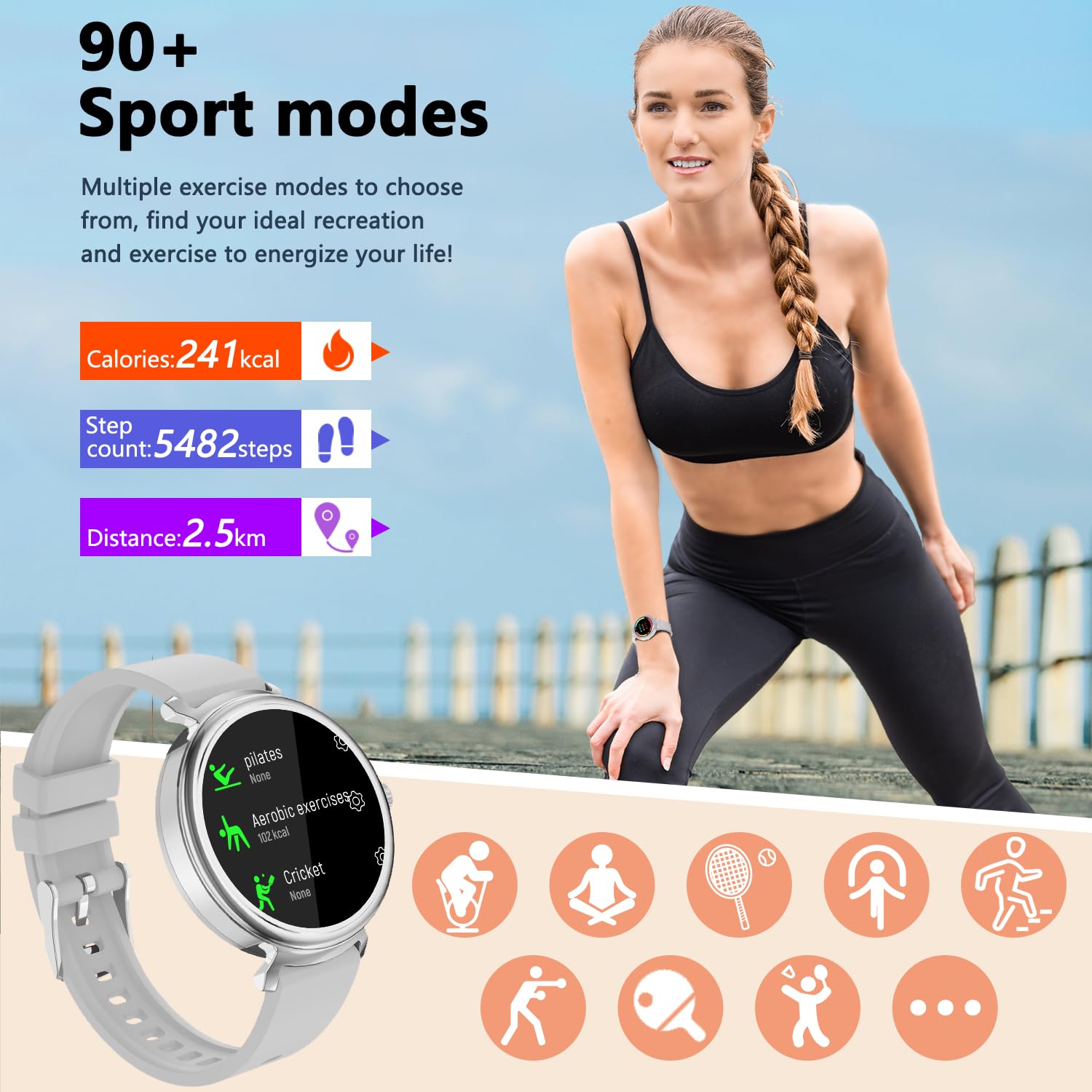 Azgqswr Smart Watch For Women With Answer/Make Call,1.27'' Hd Waterproof With Diy Faces,Fitness Tracker Smart Watch With Heart R