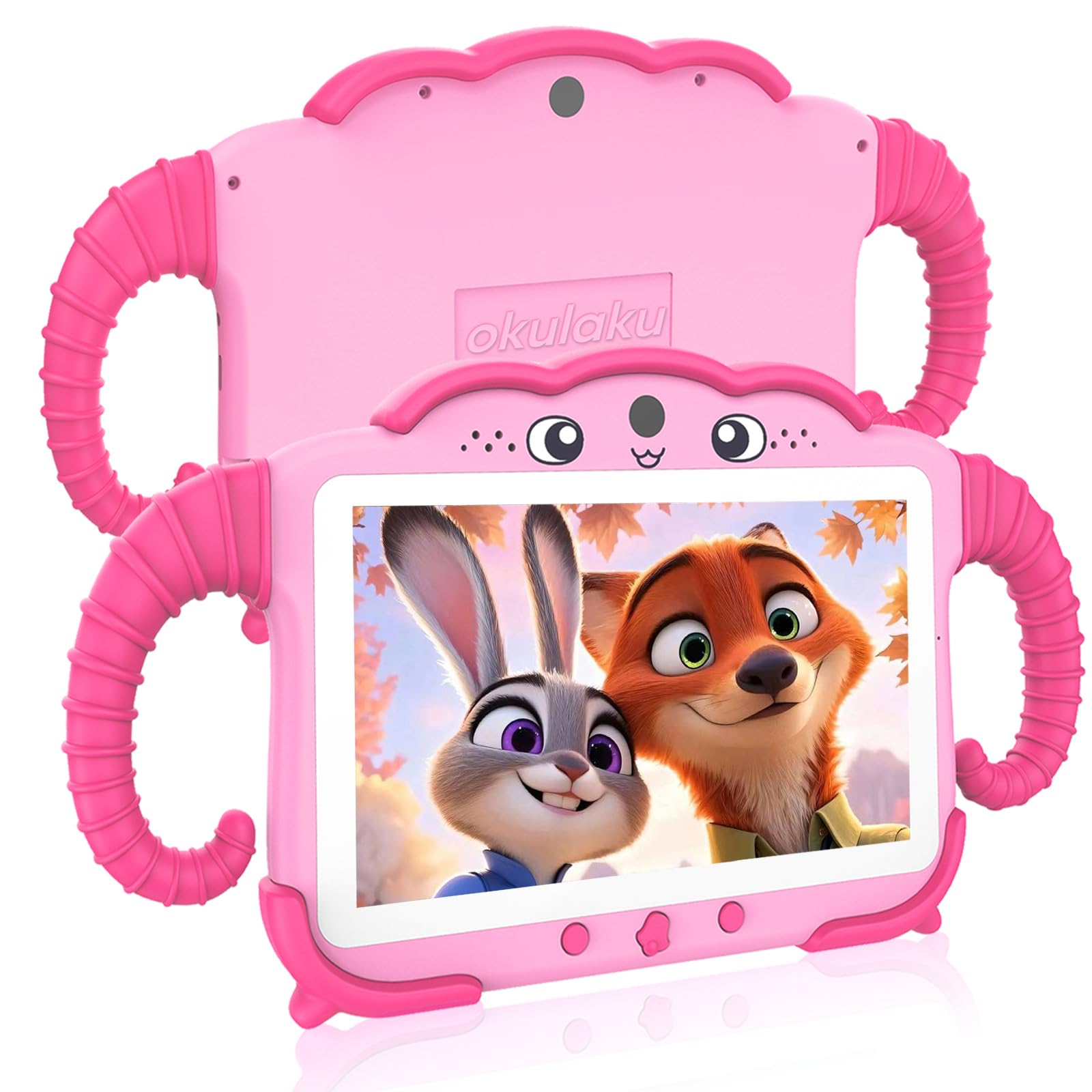 okulaku Kids Tablet 7 inch Toddler Tablets for Kid with Case WiFi Dual Cameras Octa-Core Android System Kids Learning PC for Gir