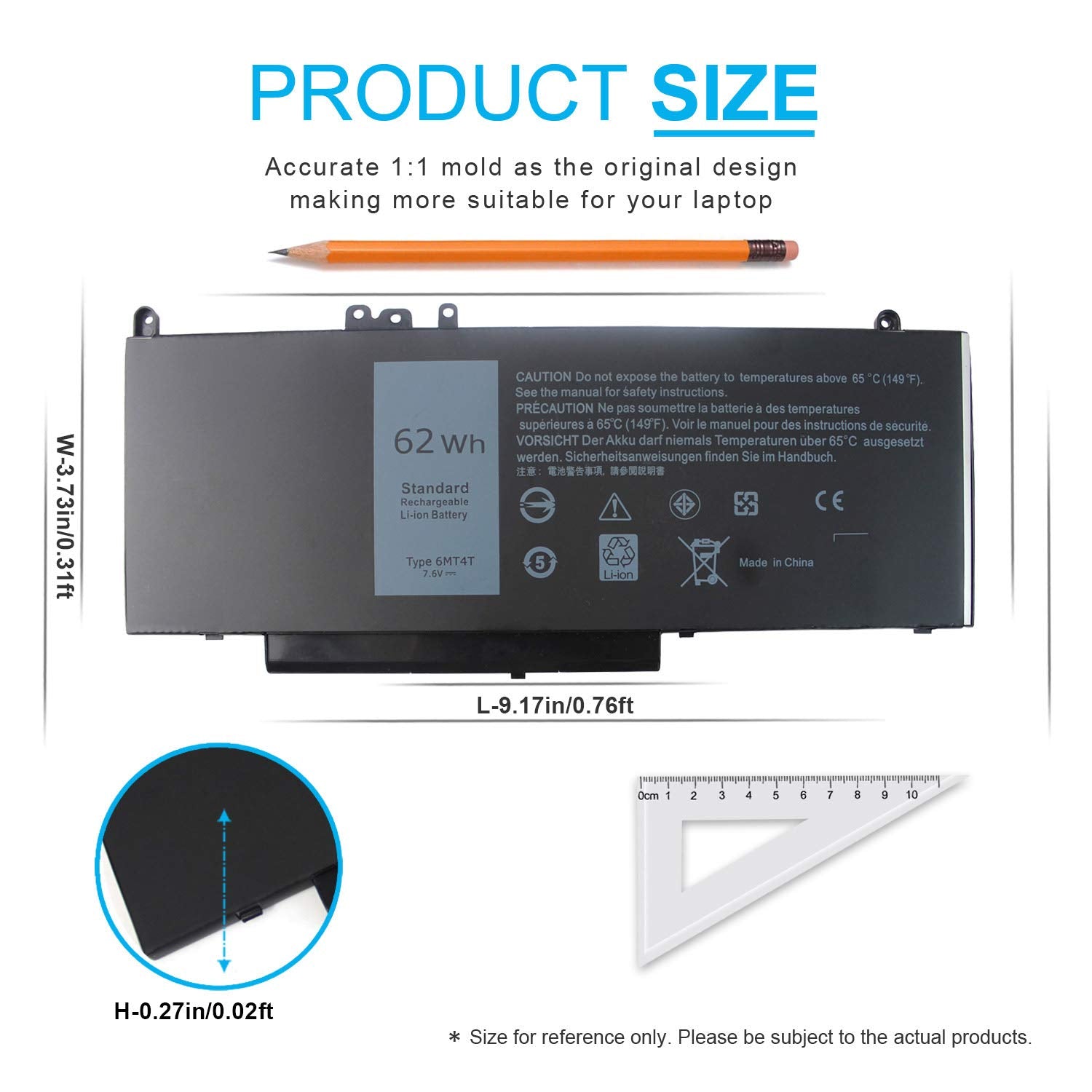 Emanjor 7.6V 62Wh 6Mt4T Battery Compatible With Dell Latitude E5470 E5570 Precision 3510 Series 7V69Y Txf9M 79Vrk 07V69Y 079Vrk
