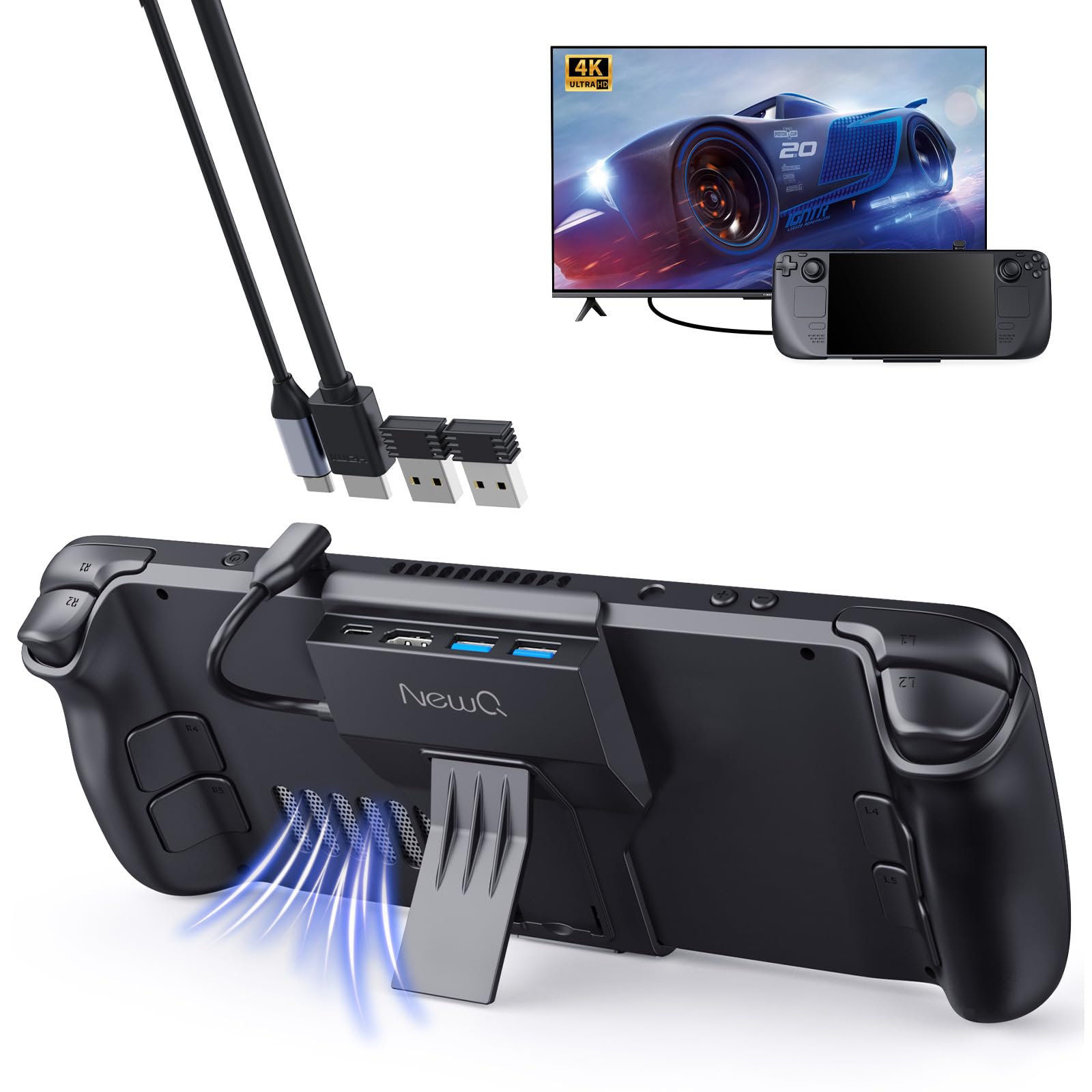 Travel Steam Deck Dock For Steam Deck/Oled, Portable Stand Design Usb C Hub With Hdmi 4K@60Hz, 2 Usb A3.0, Pd In 100W Max, Steam