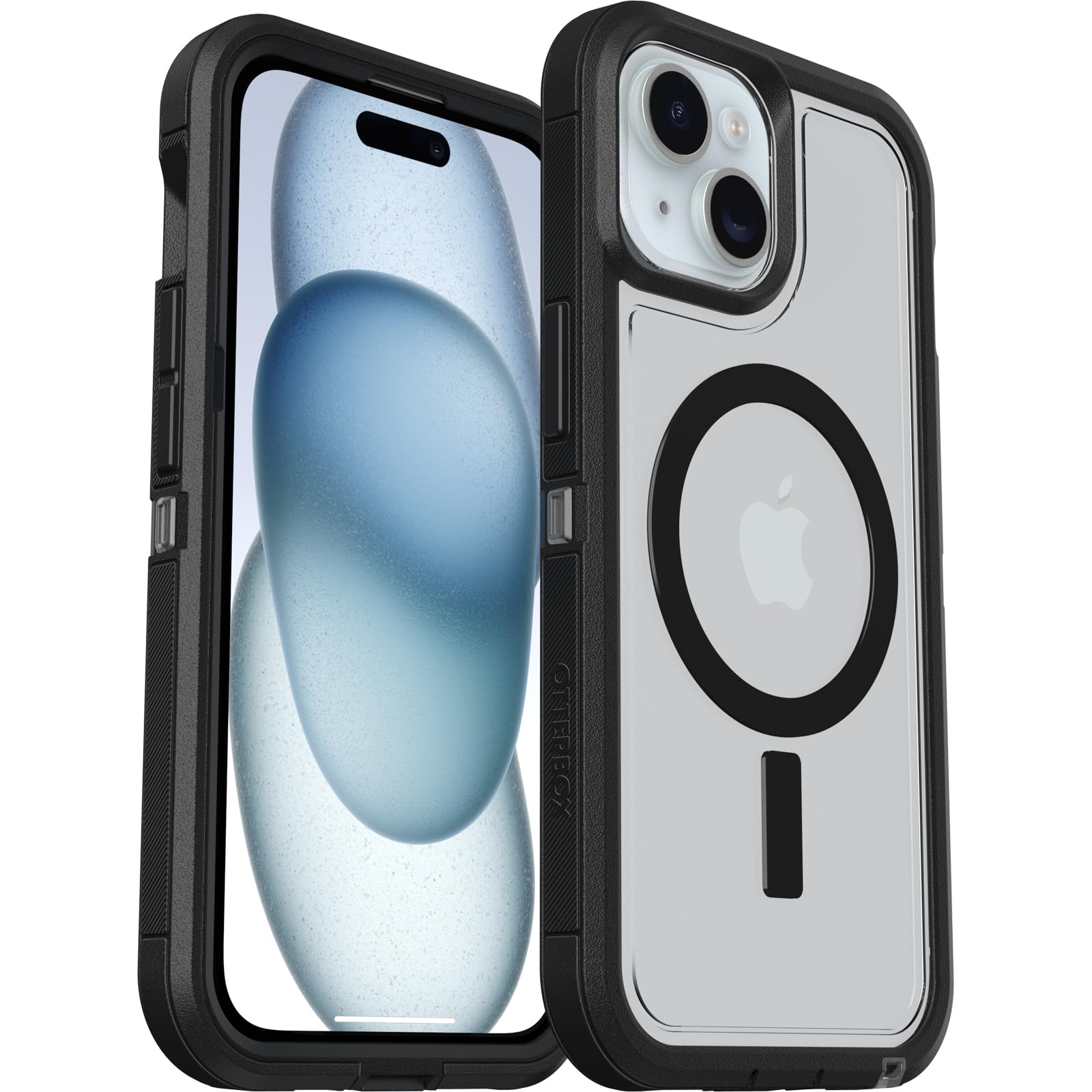 Otterbox Iphone 15, Iphone 14, And Iphone 13 Defender Series Xt Clear Case   Dark Side (Black/Clear), Screenless, Rugged, Snaps