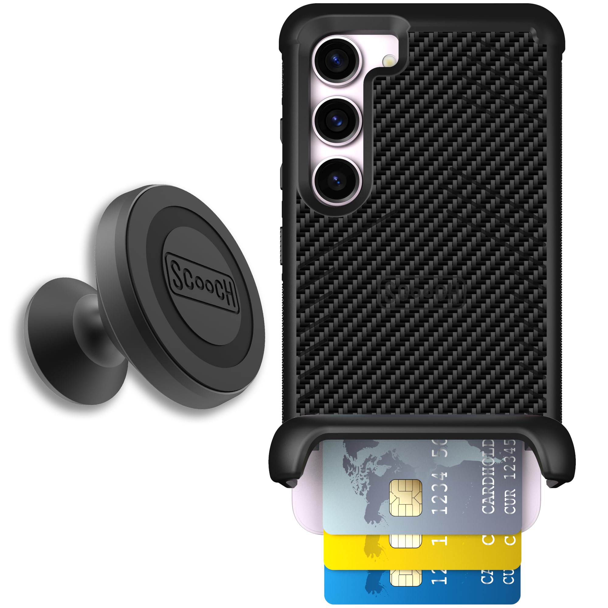 Scooch for Galaxy S23 Case with Card Holder, Wingmate Wallet Case with Hidden Card Slot and RFID Protection for 4 Cards, Starter