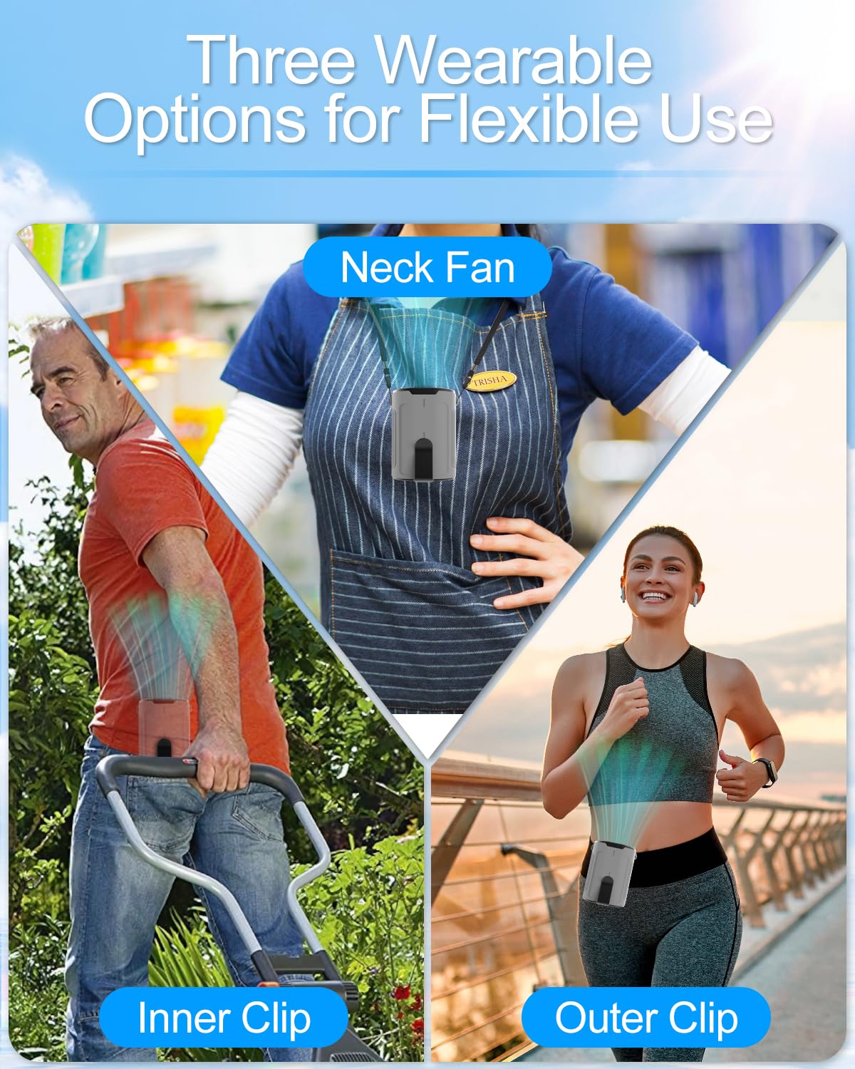 Vekk Portable Fan With Dual Clip, Personal Waist Fan Up To 26H, 4 Speeds 7100Rpm Clip Shirt Fan With Gale Force Airflow, Wearabl