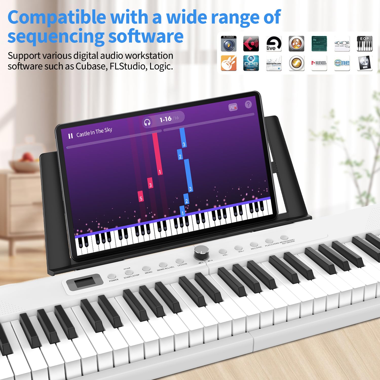 88 Key Piano Keyboard Beginner Electric Digital Piano With Sustain Pedal, Power Supply, Stand, Carrying Case,Headphones