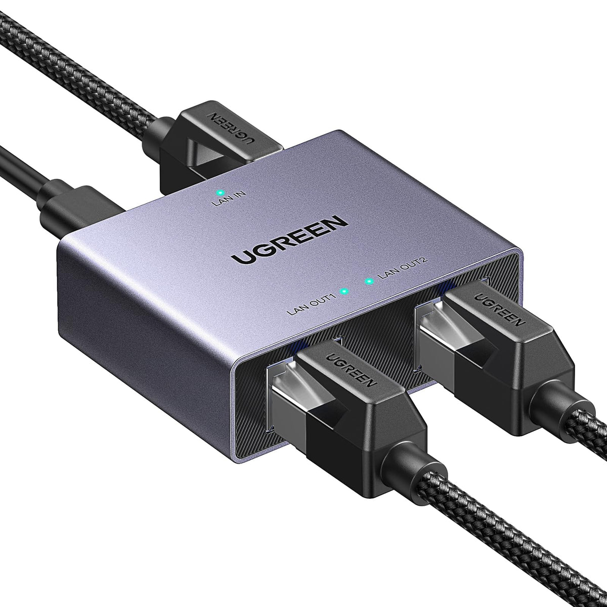 Ugreen Ethernet Splitter, 1000Mbps Ethernet Splitter 1 To 2, Plug And Play, 2 Devices Simultaneously Networking, 3Ft Usb Power C