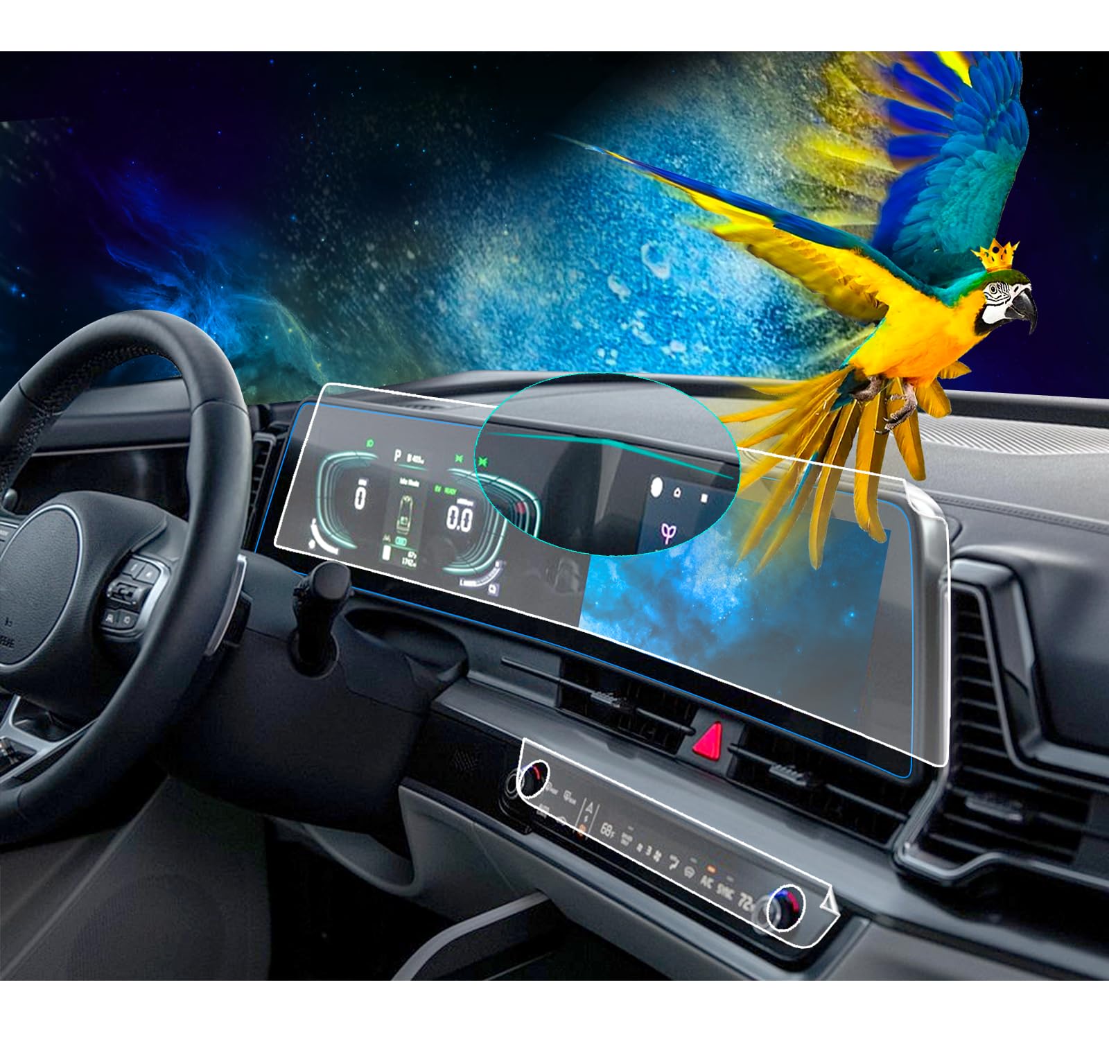 Eueky 2Pcs 2024 Sportage Screen Protector For 2023 2024 Kia Sportage Nq5 12.3 Inch Dual Panoramic Arced Digital Display Compatib