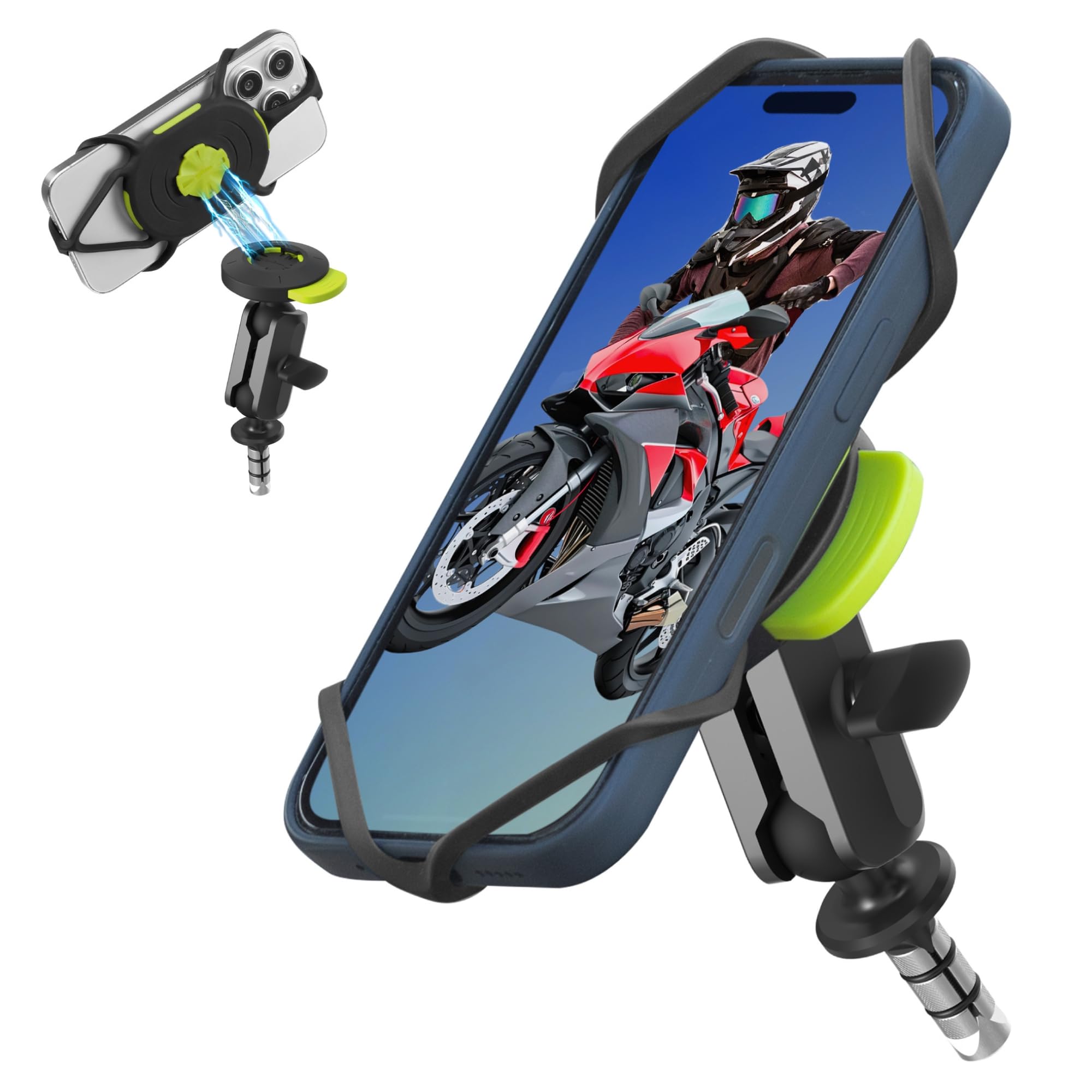 Bone Moto Tie Connect Kit 3 - Fork Stem, Magnetic Motorcycle Phone Mount, Detachable & 360 Rotatable, Heavy Duty & Shock-Absorbi
