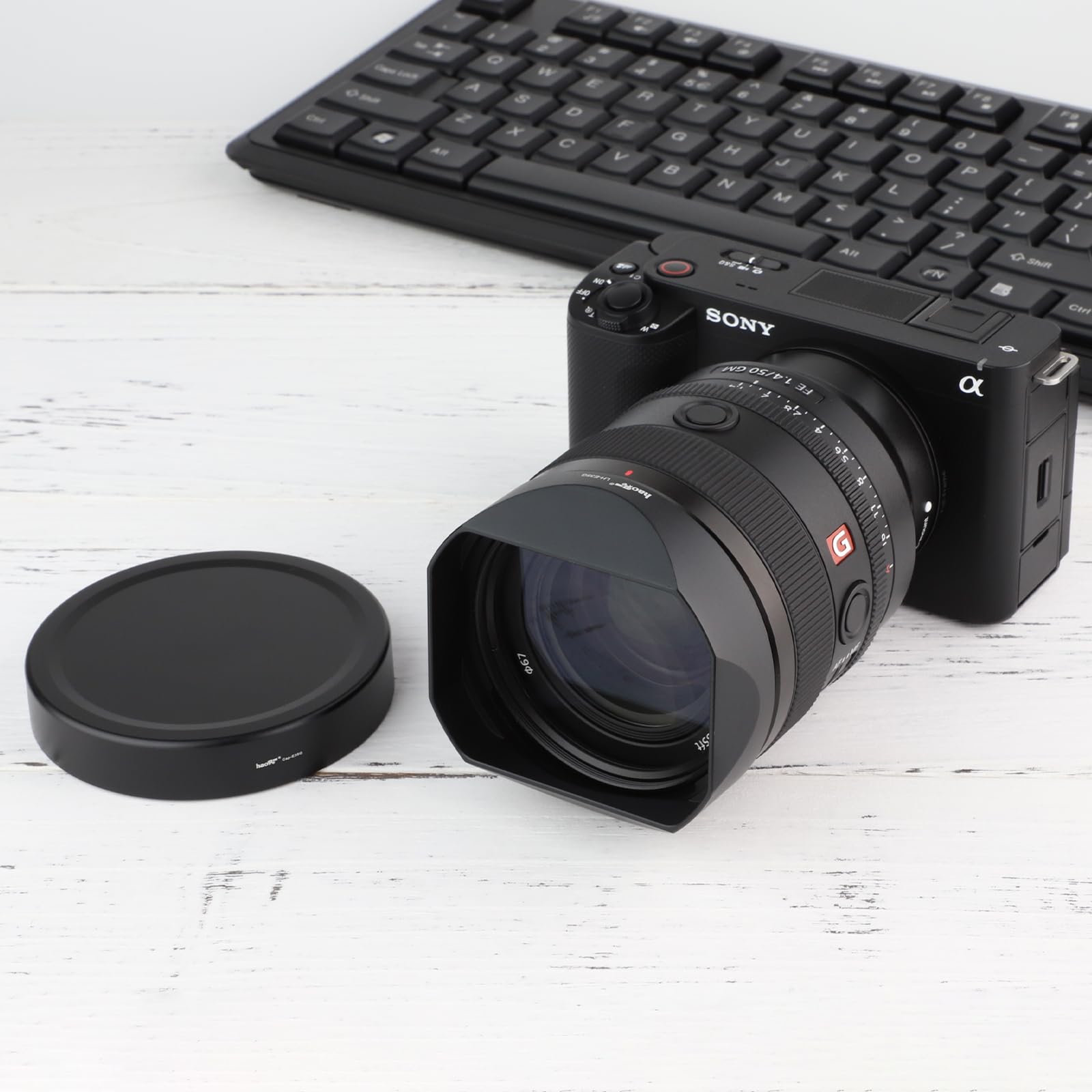 Haoge Lens Hood Metal Square Bayonet For Sony Fe 35Mm F1.4 Gm, Fe 50Mm F1.4 Gm,With Metal Front Cap, Replaces Sony Fe35Mm F1.4 G