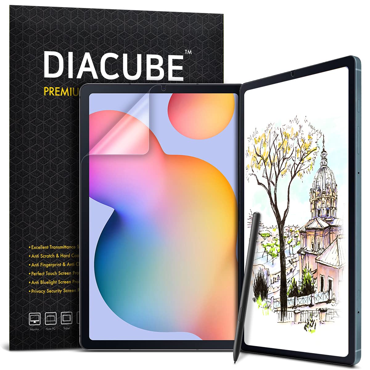 Diacube [1+1 Pack Galaxy Tab S6 Lite 10.4 Inch, Paperfeel Screen Protector 1Pc + Anti Glare Protector 1Pc, Matte Anti Glare Anti