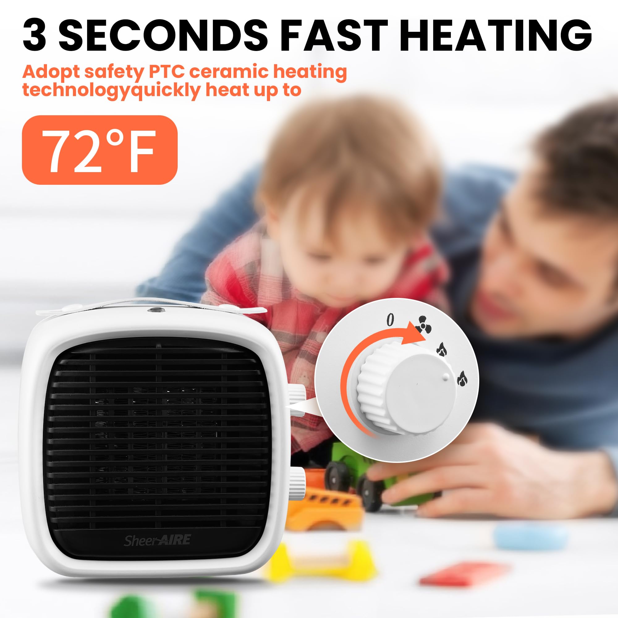 700W/1200W Ceramic Heater Simple White Small Heater Efficiency Energy Electric Desk Heater For Office Quiet Small Portable Heate