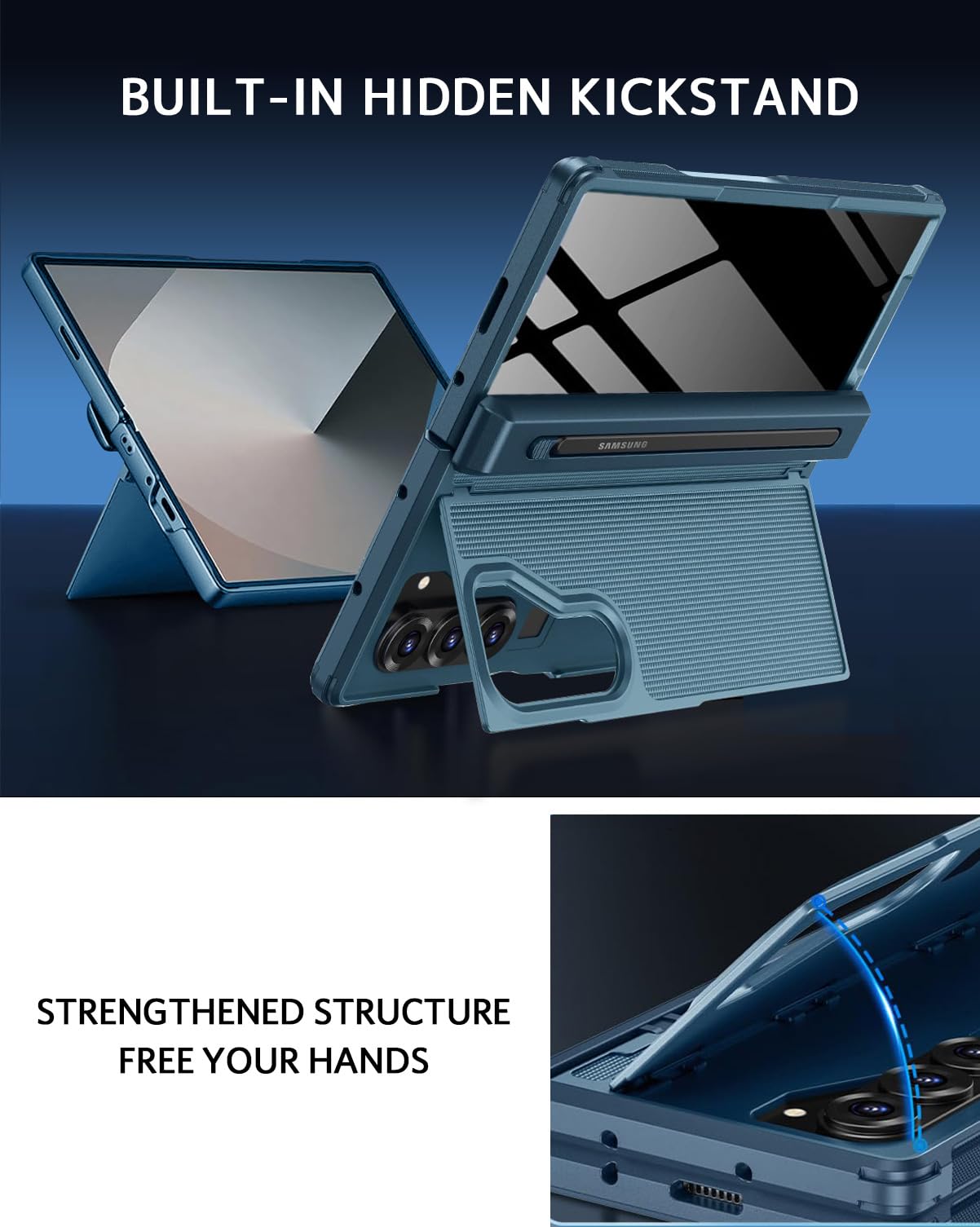 Ninki For Samsung Galaxy Z Fold 7 Case With S Pen Holder & Stylus And Invisible Kickstand, Privacy Screen Protector Hinge Phone